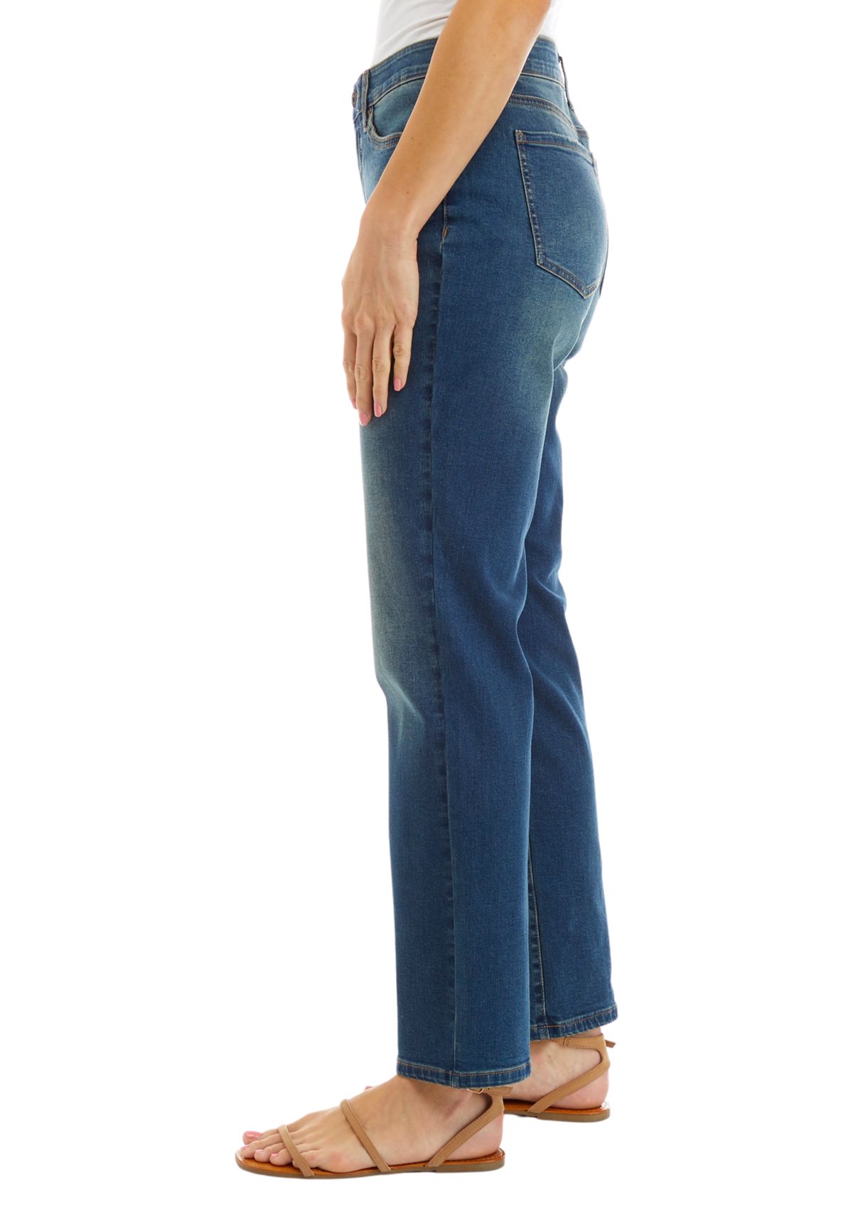 Mid Rise Straight Jeans