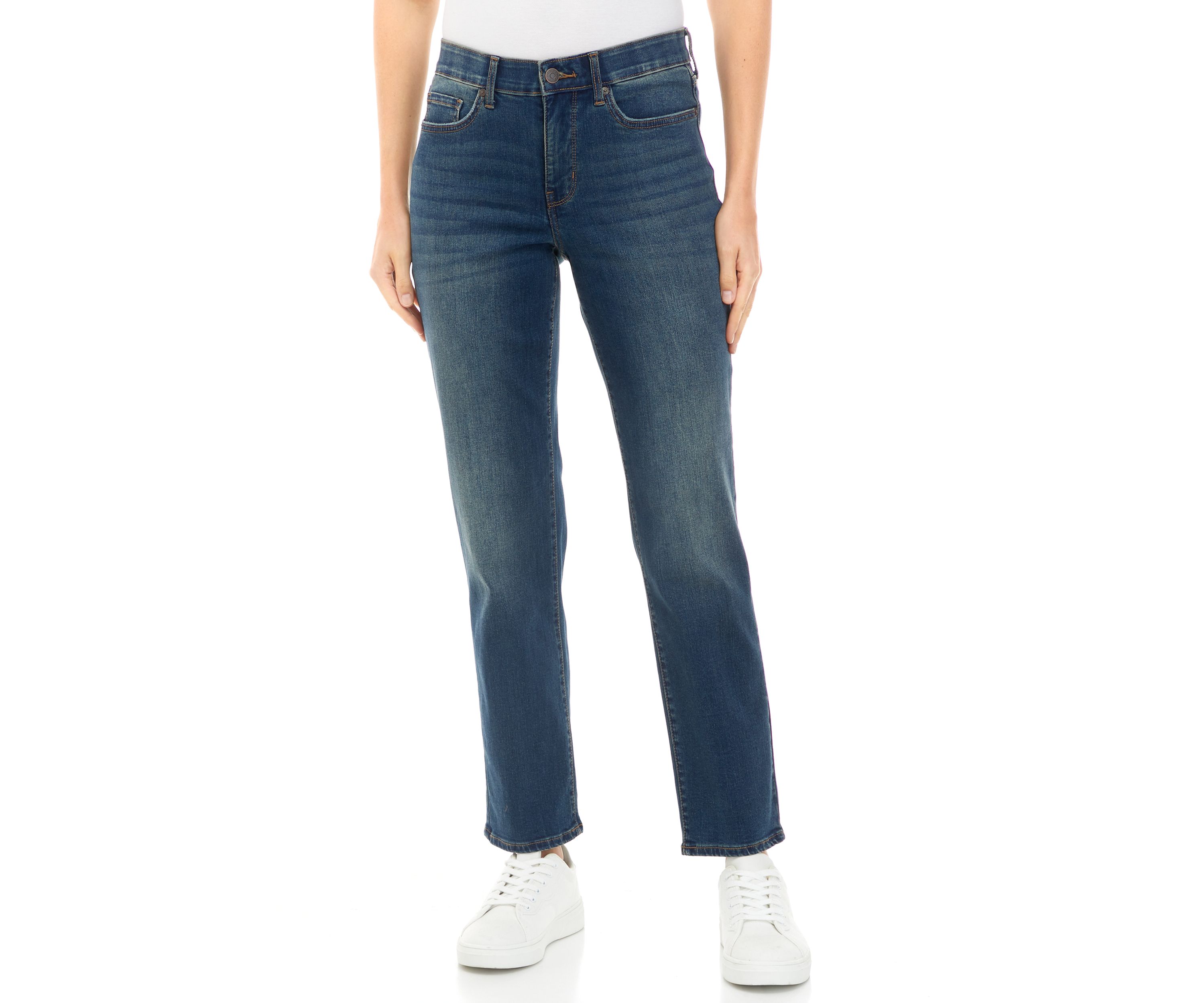 Womens Mid Rise Straight Jeans - Short