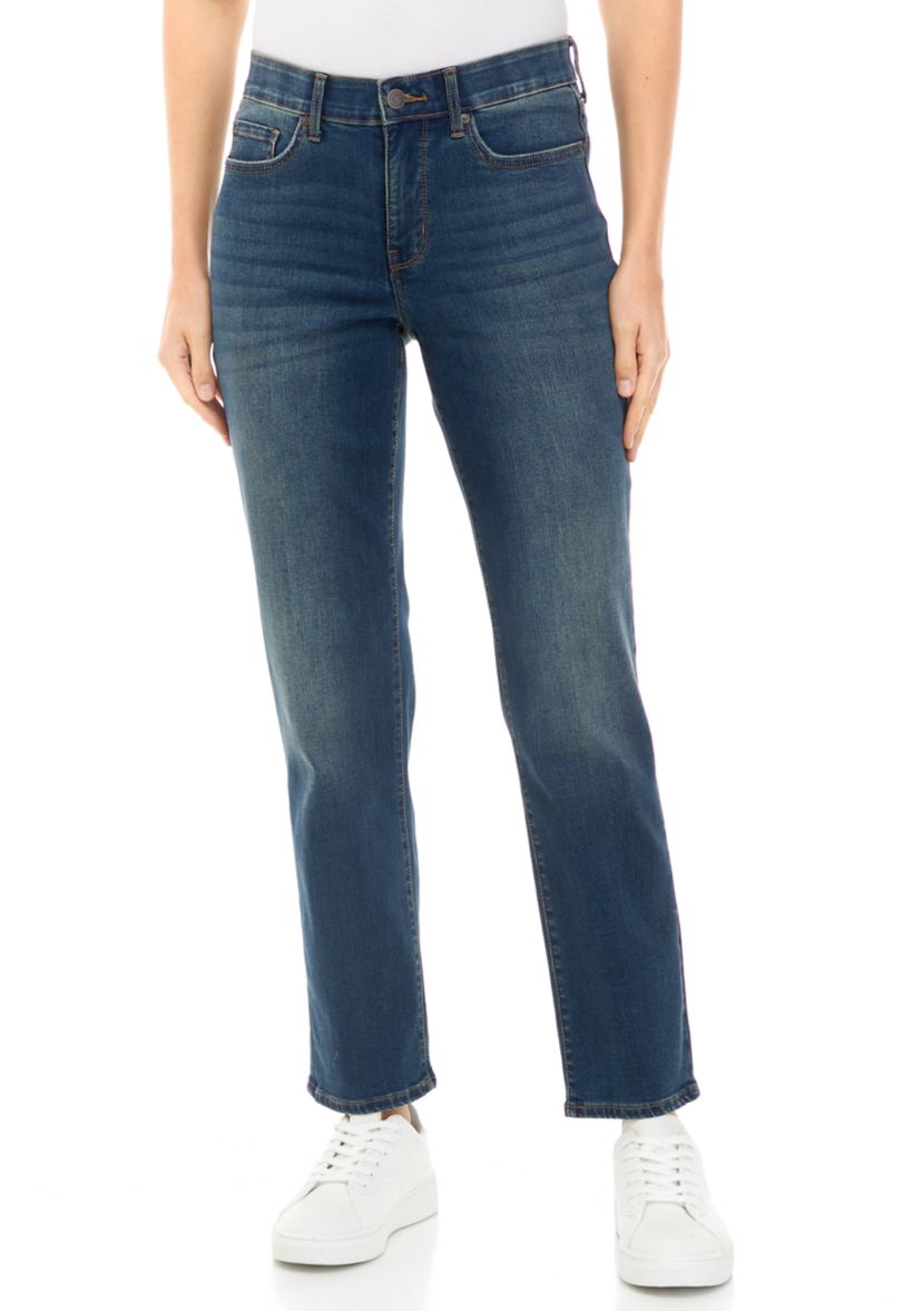 Womens Mid Rise Straight Jeans - Short