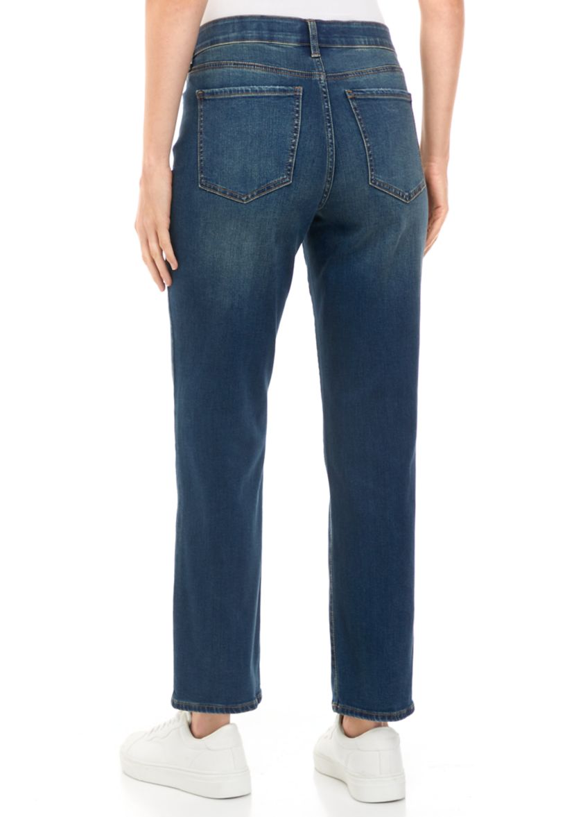 Womens Mid Rise Straight Jeans - Short