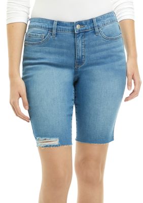 Wonderly Women's Raw Hem Mid Rise Bermuda Shorts | belk