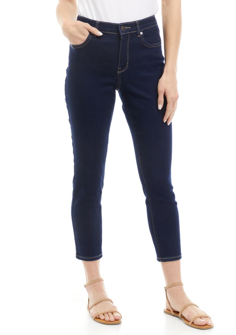 Womens 5 Pocket Cropped Denim Jeans 