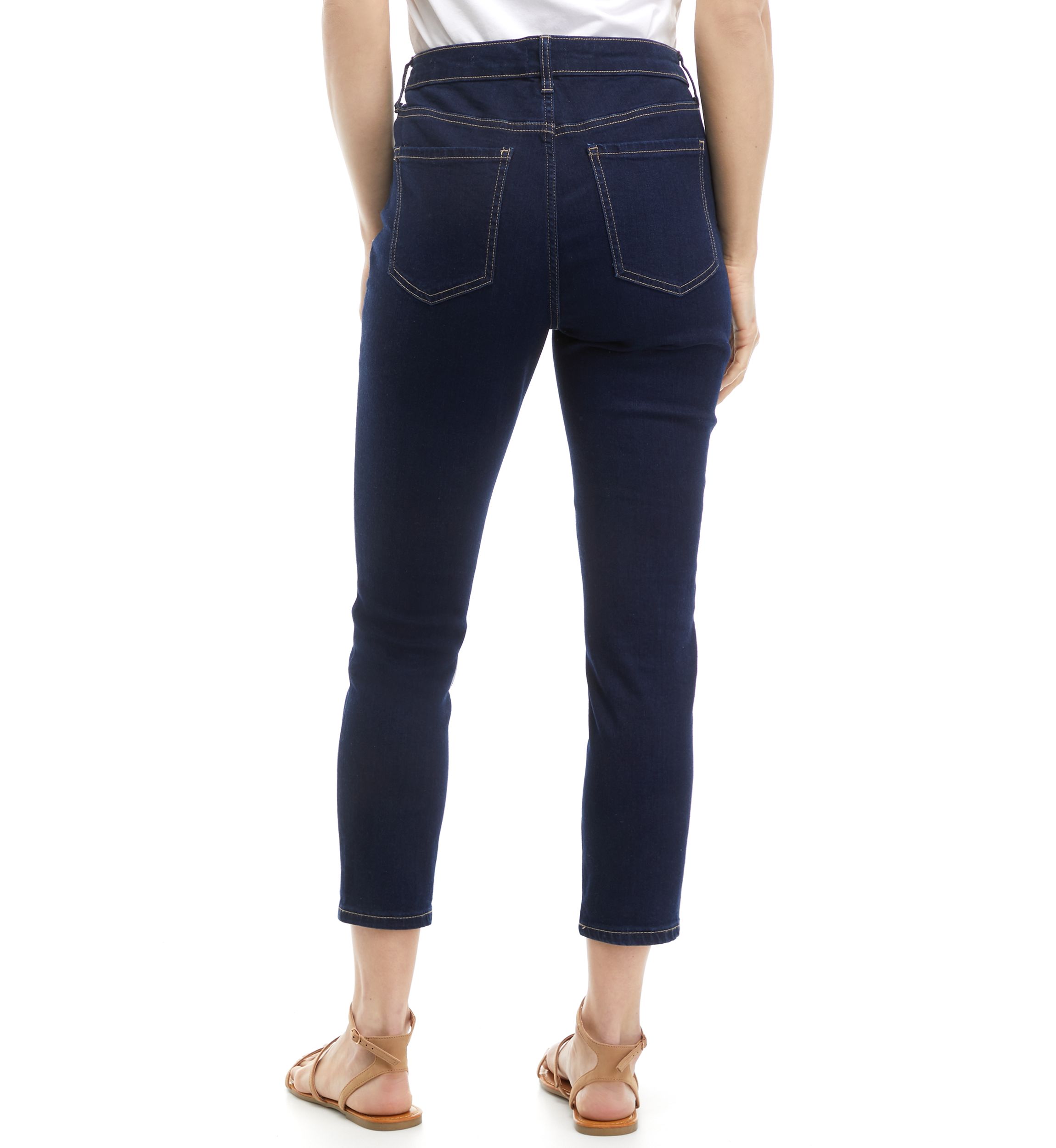 Womens 5 Pocket Cropped Denim Jeans 