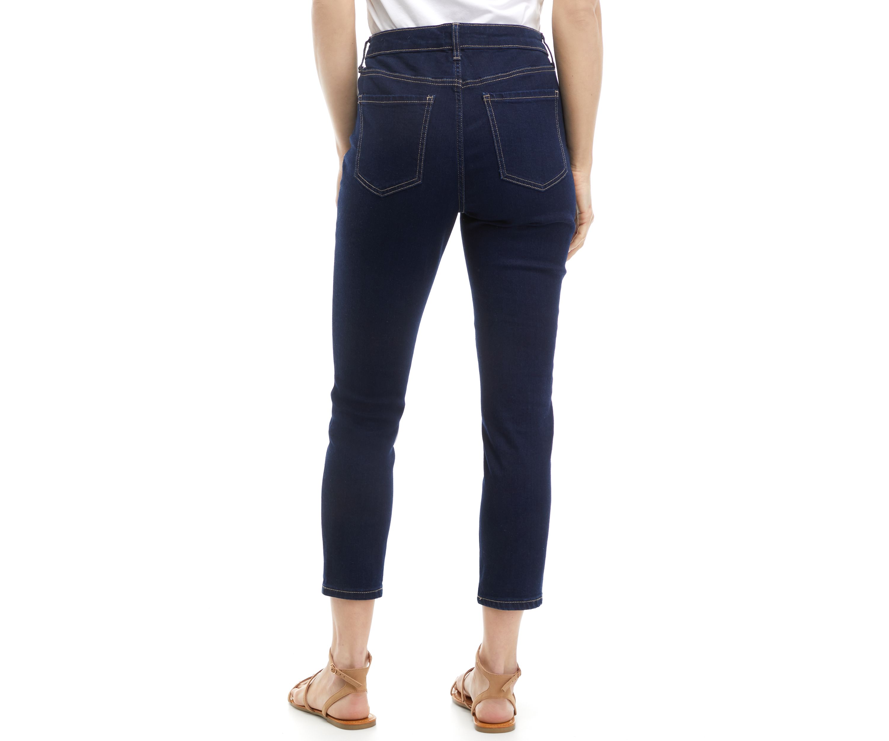 Womens 5 Pocket Cropped Denim Jeans 