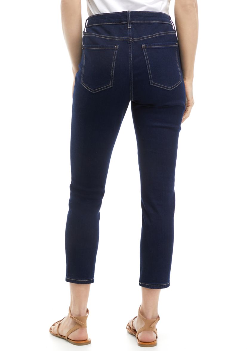 Womens 5 Pocket Cropped Denim Jeans 