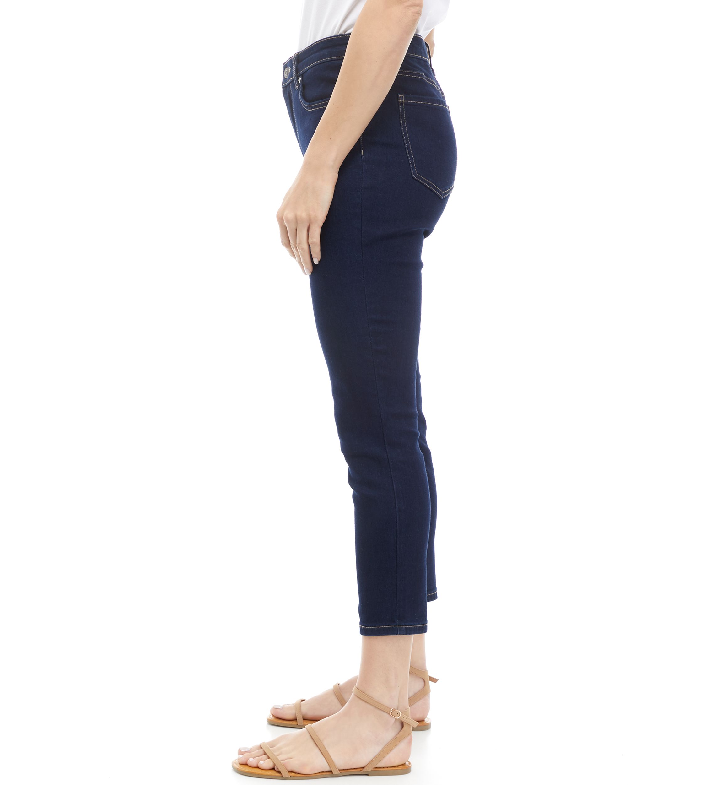 Womens 5 Pocket Cropped Denim Jeans 
