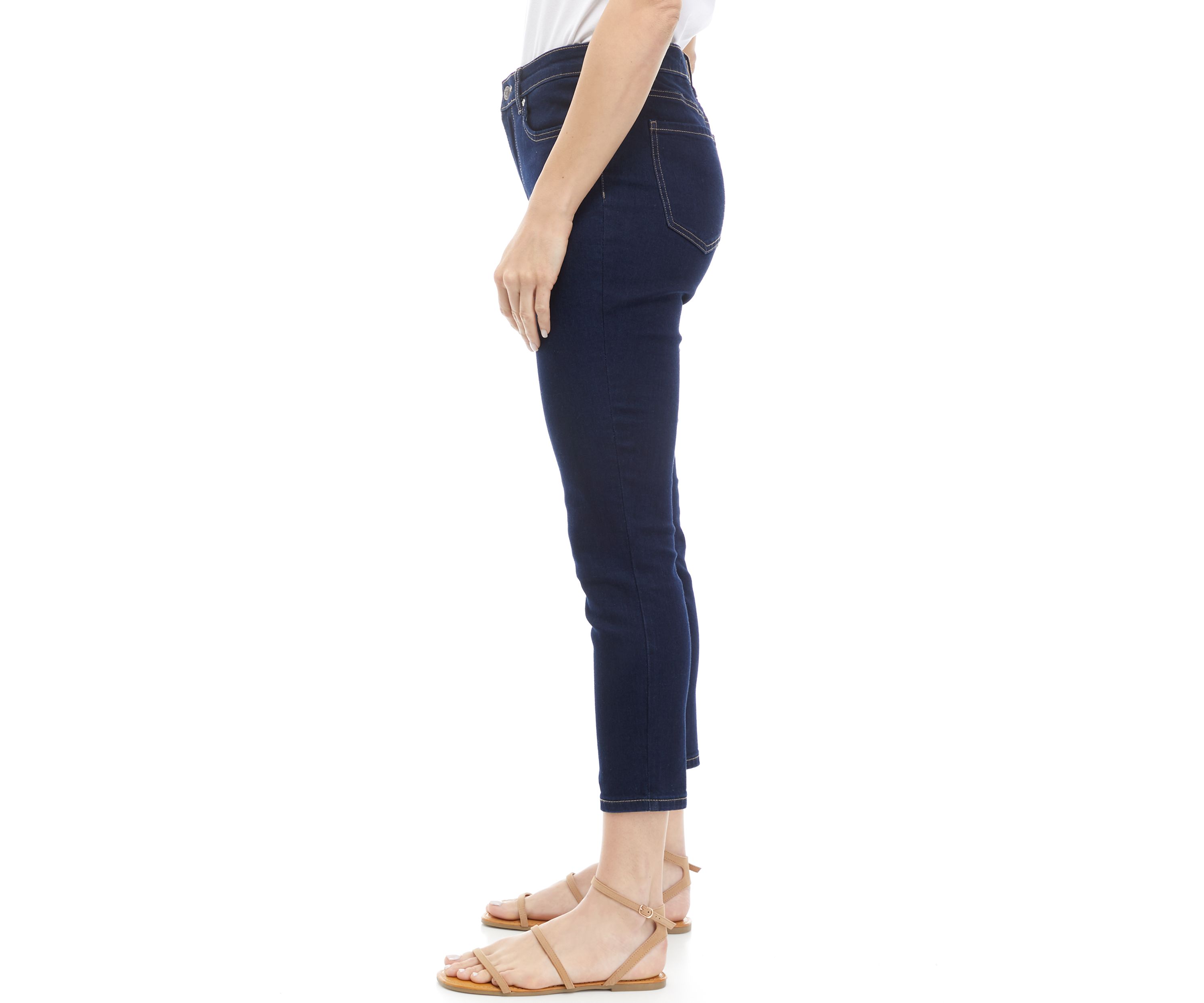 Womens 5 Pocket Cropped Denim Jeans 