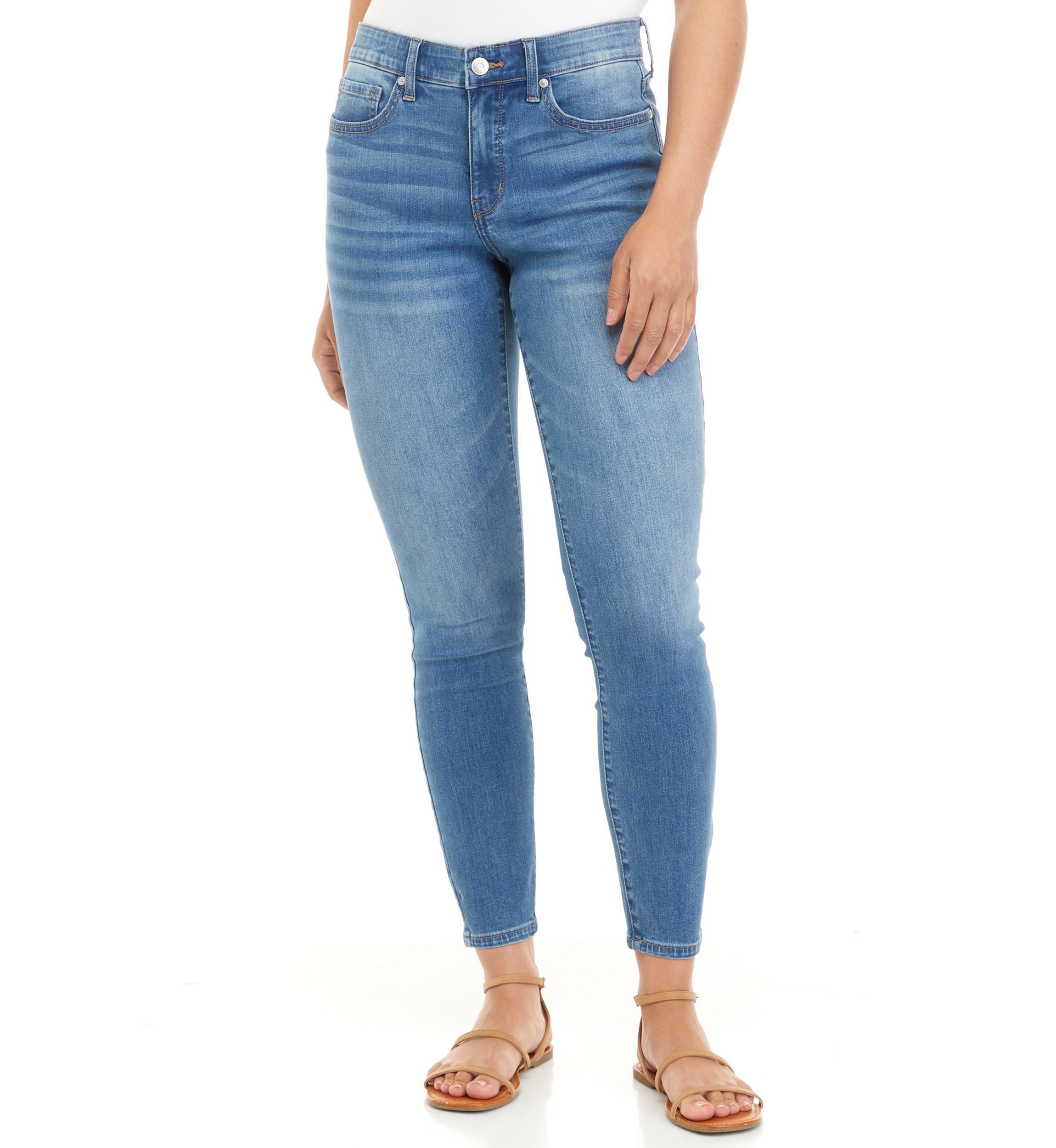 Womens Mid Rise Skinny Jeans 