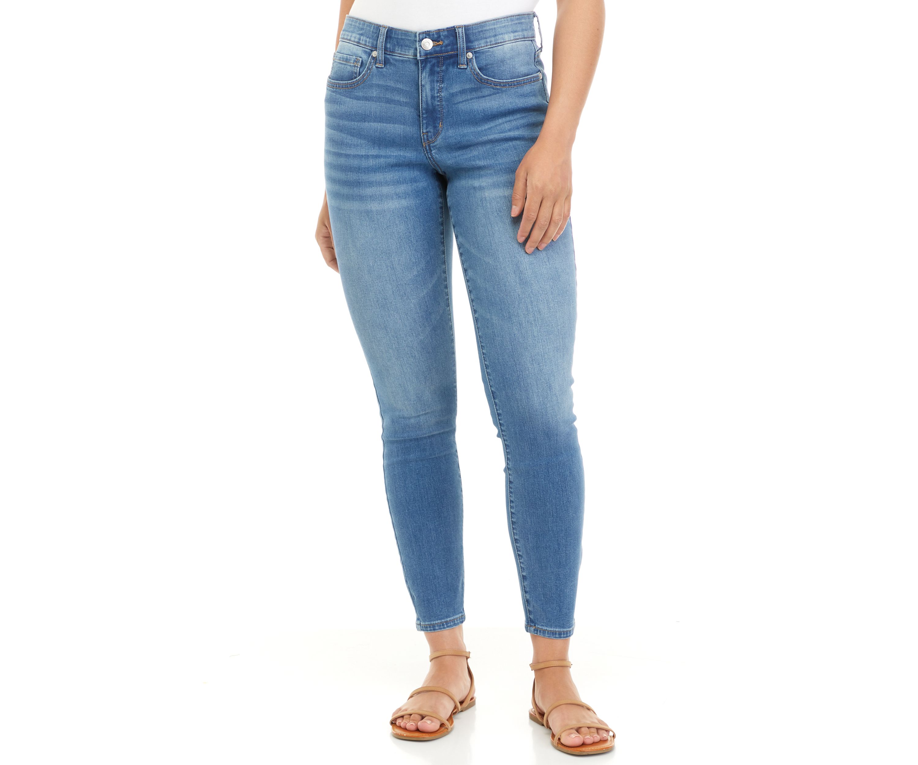 Womens Mid Rise Skinny Jeans 