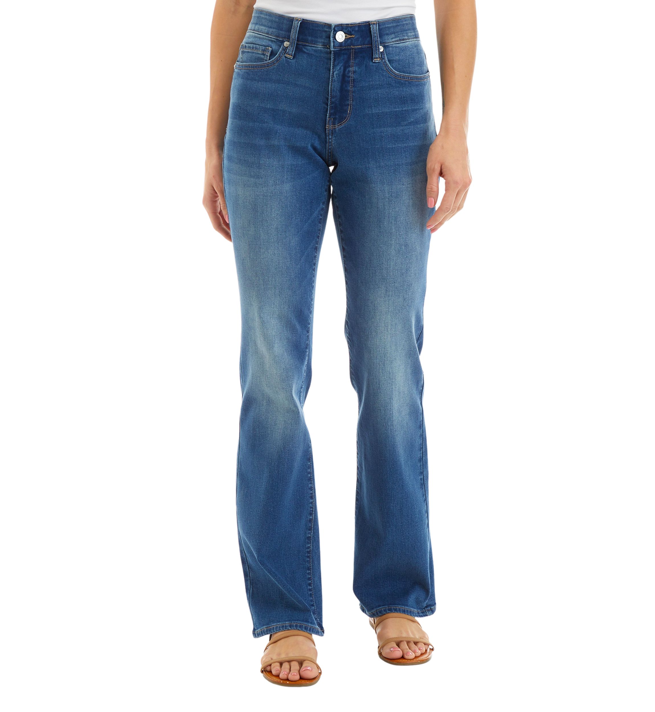   Womens Mid Rise Bootcut Jeans 