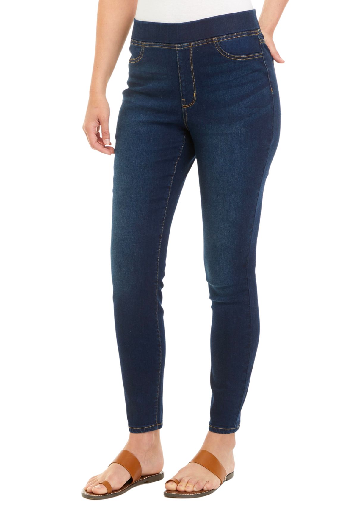 Womens High Rise Pull On Skinny Jeans 