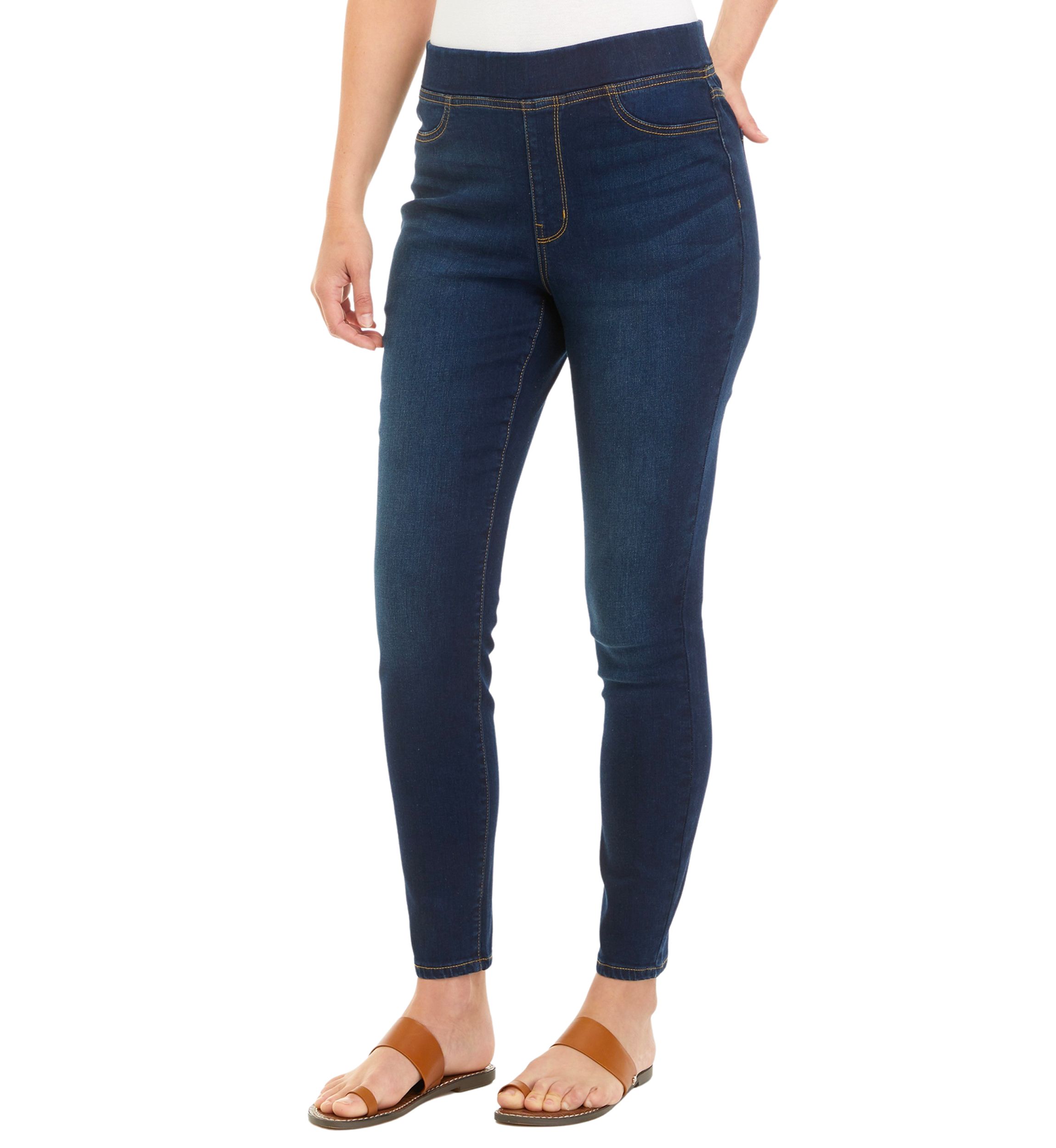 Womens High Rise Pull On Skinny Jeans 