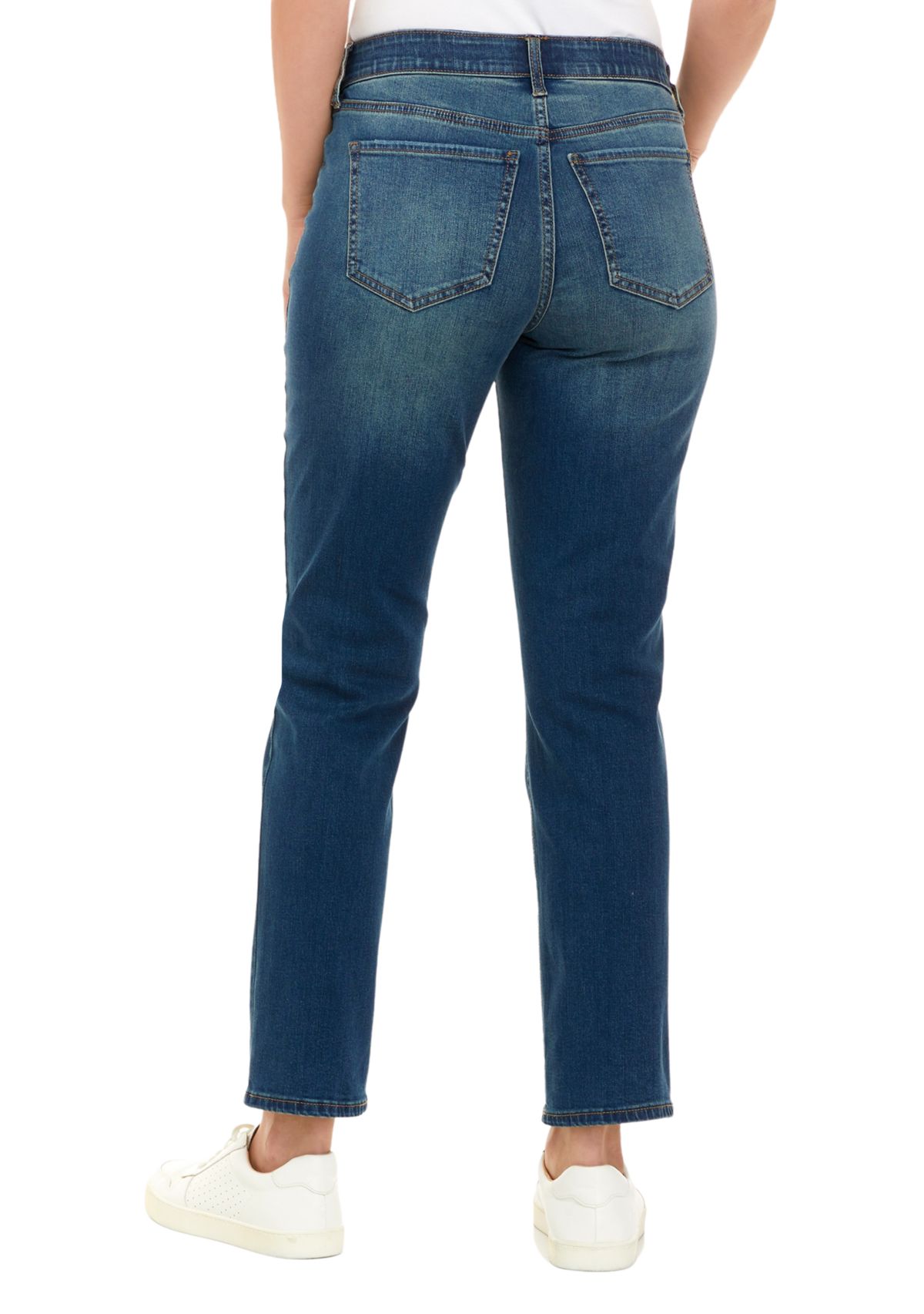 Petite Mid Rise Straight Jeans