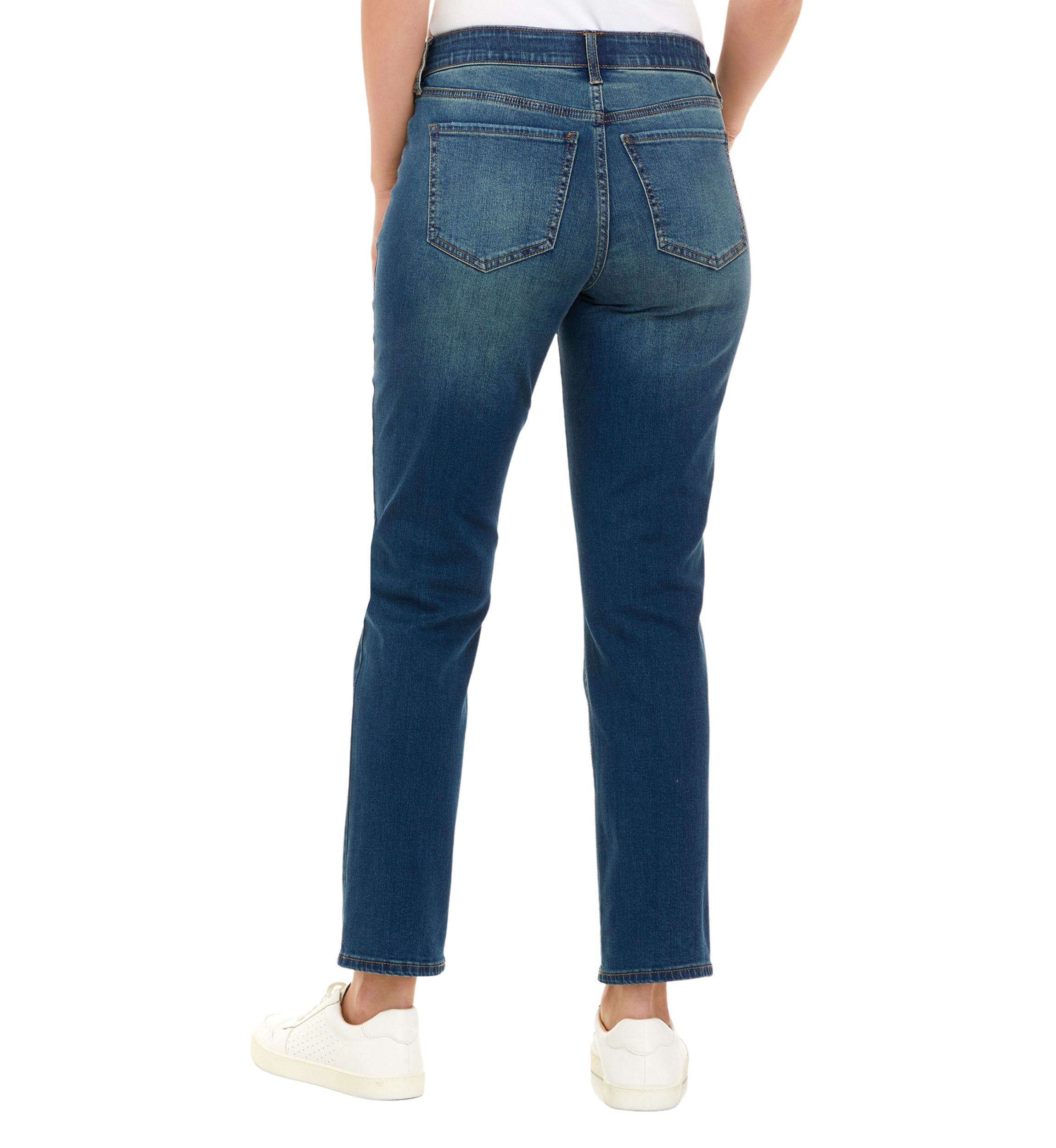 Petite Mid Rise Straight Jeans
