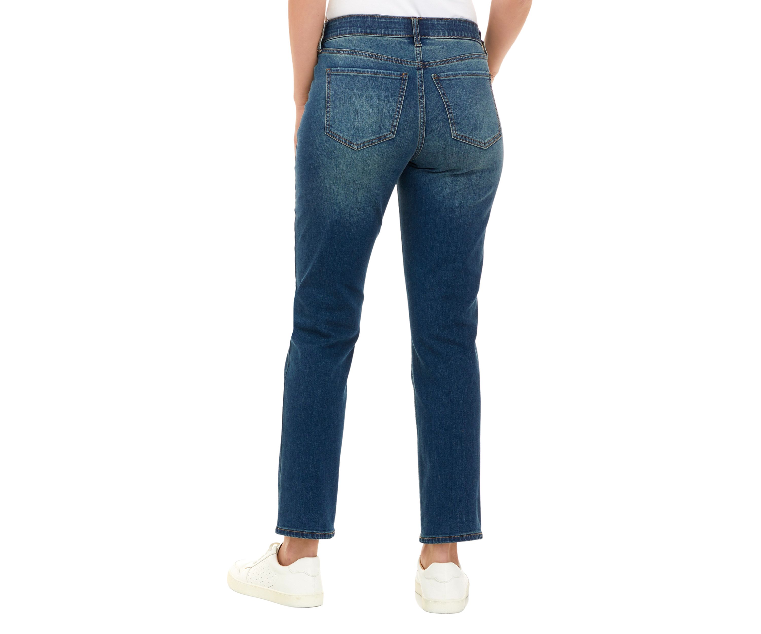 Petite Mid Rise Straight Jeans