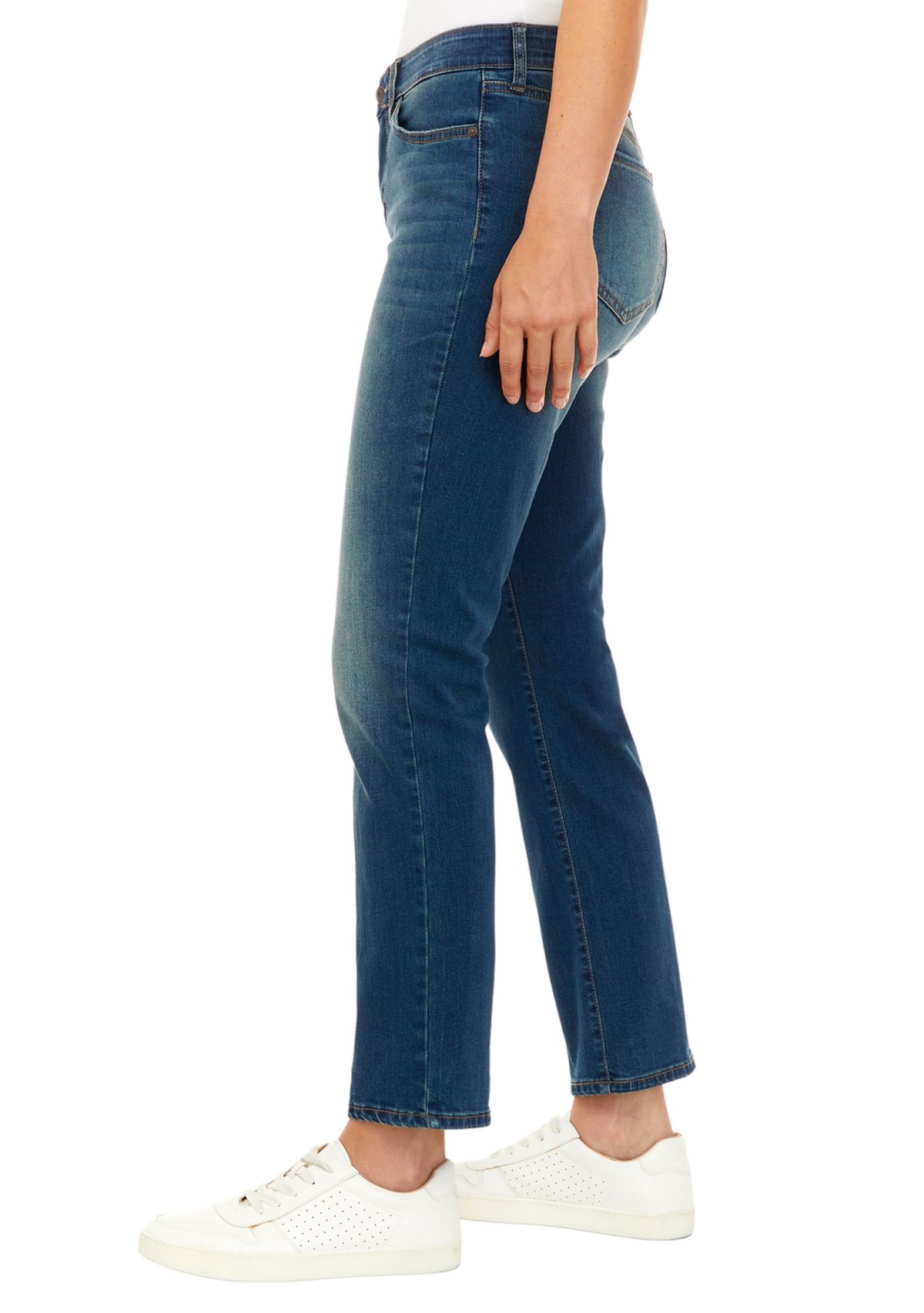 Petite Mid Rise Straight Jeans