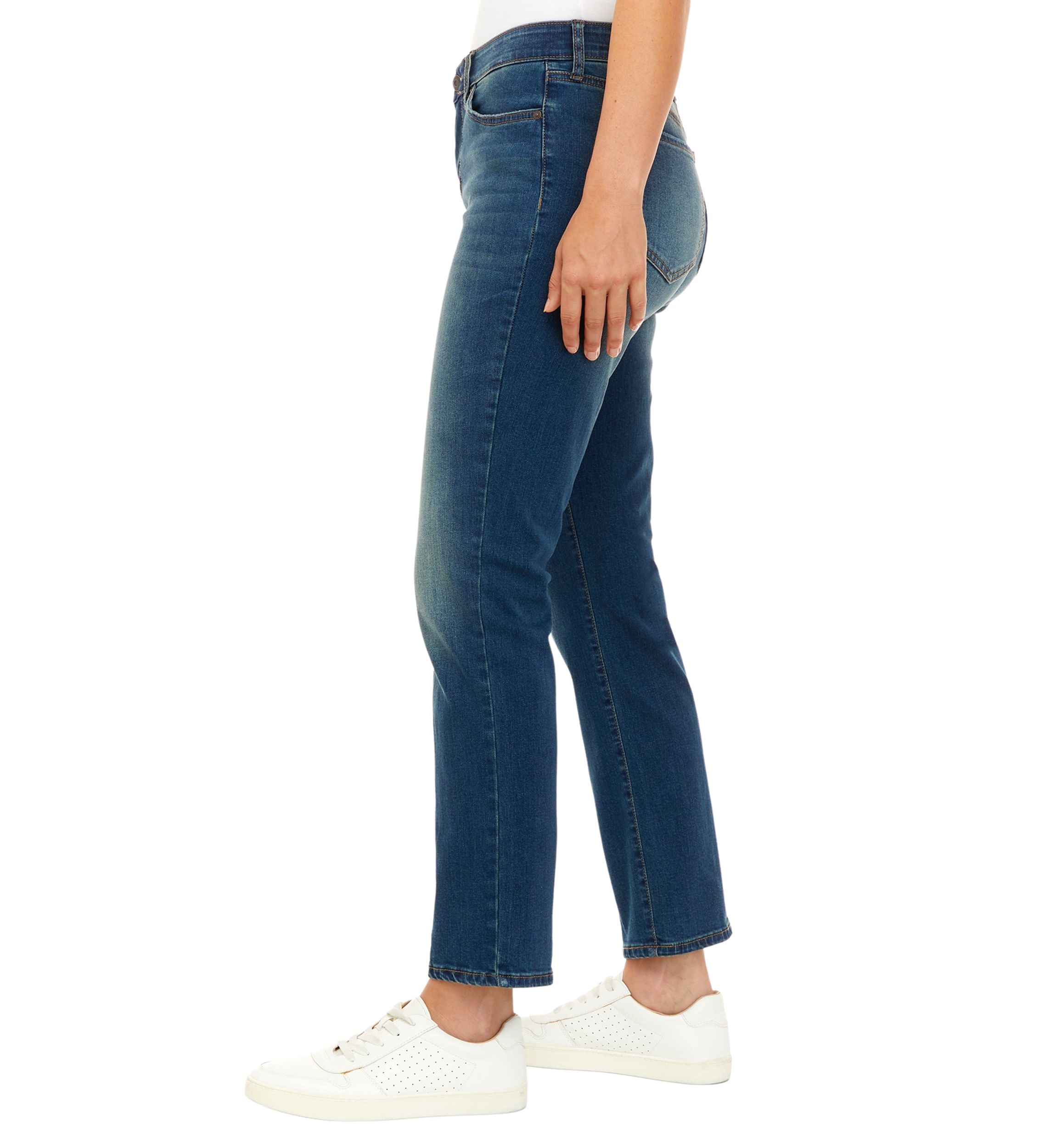 Petite Mid Rise Straight Jeans