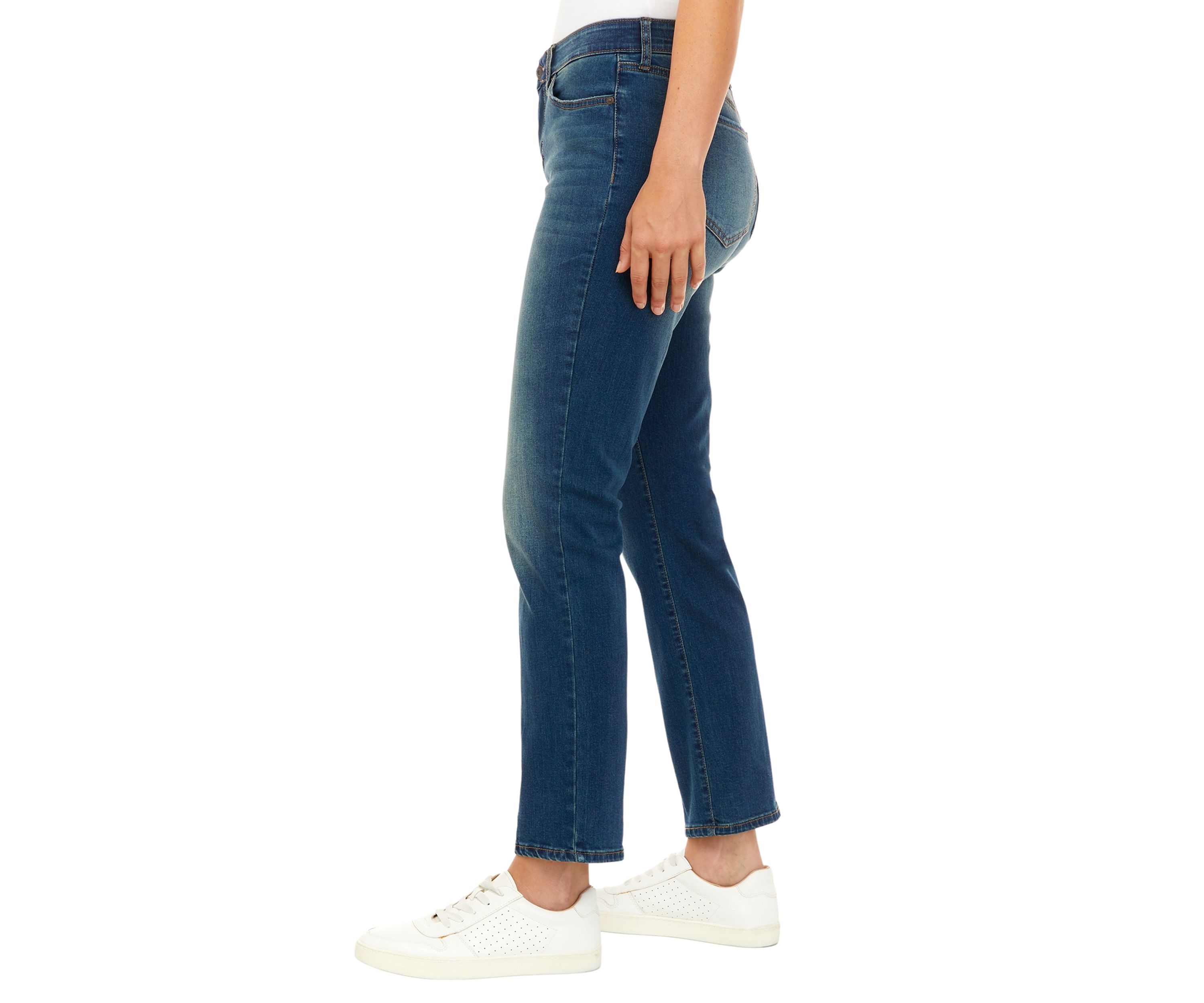 Petite Mid Rise Straight Jeans