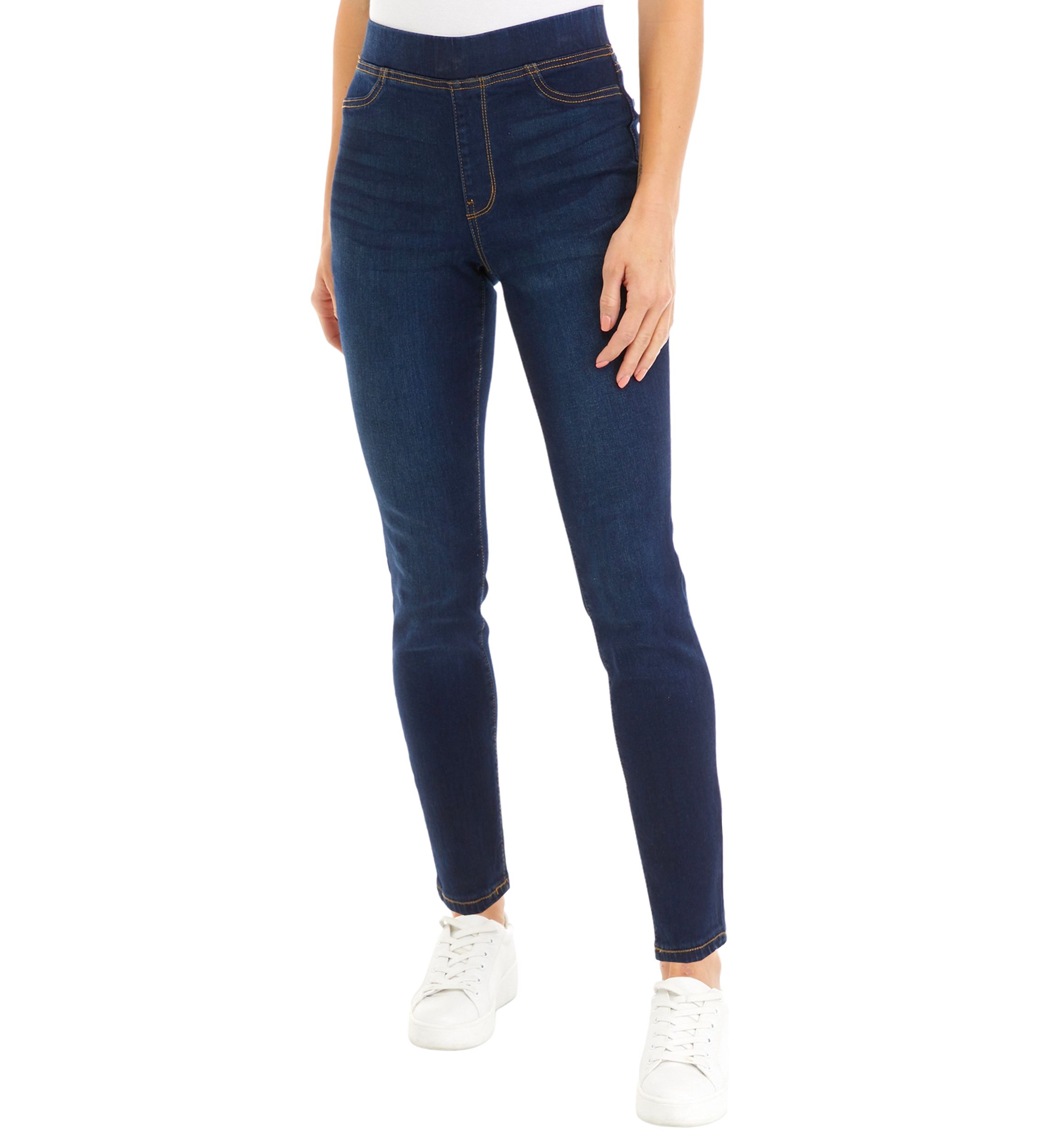 Petite High Rise Pull On Skinny Jeans