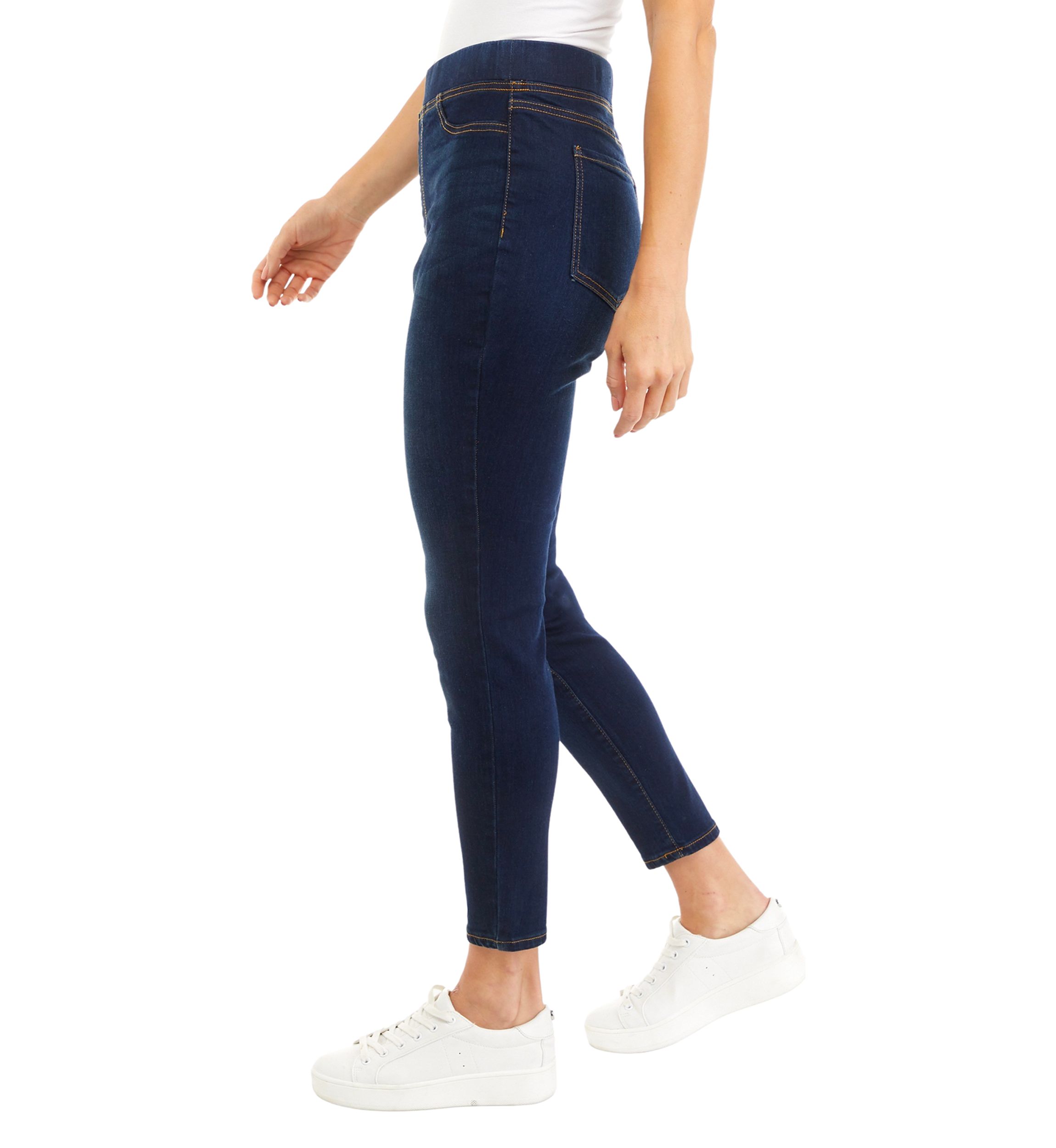 Petite High Rise Pull On Skinny Jeans