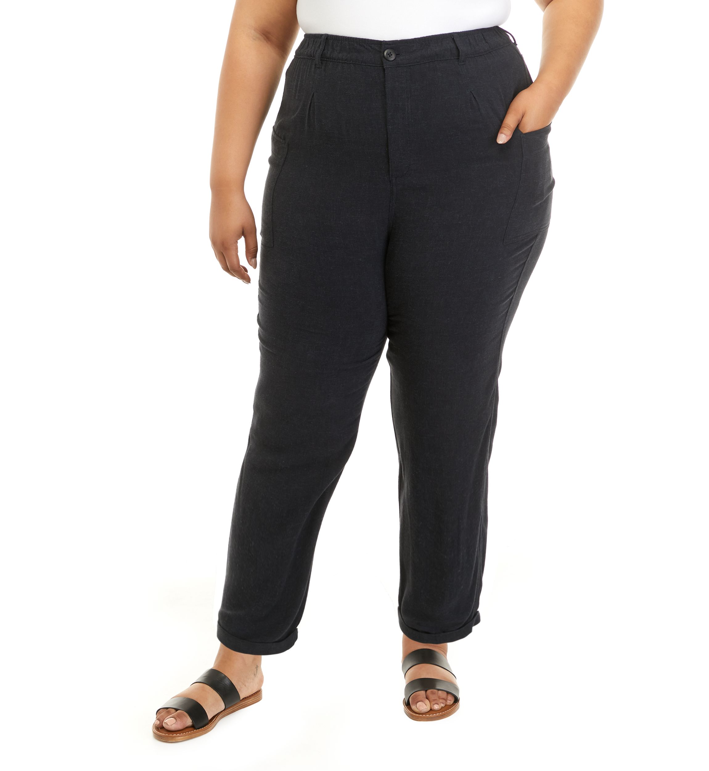 Plus Size Drapey Twill Cargo Pants 