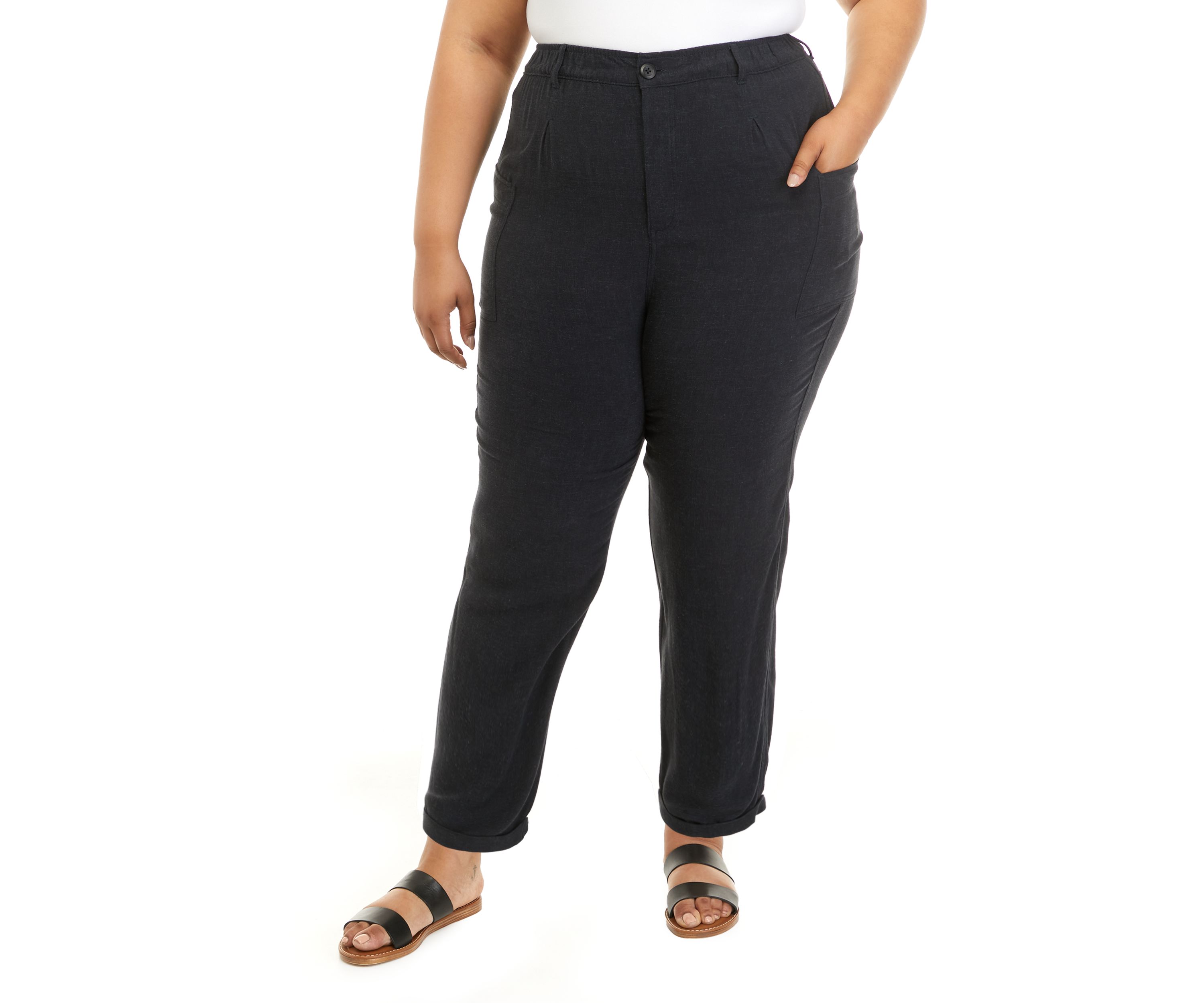 Plus Size Drapey Twill Cargo Pants 