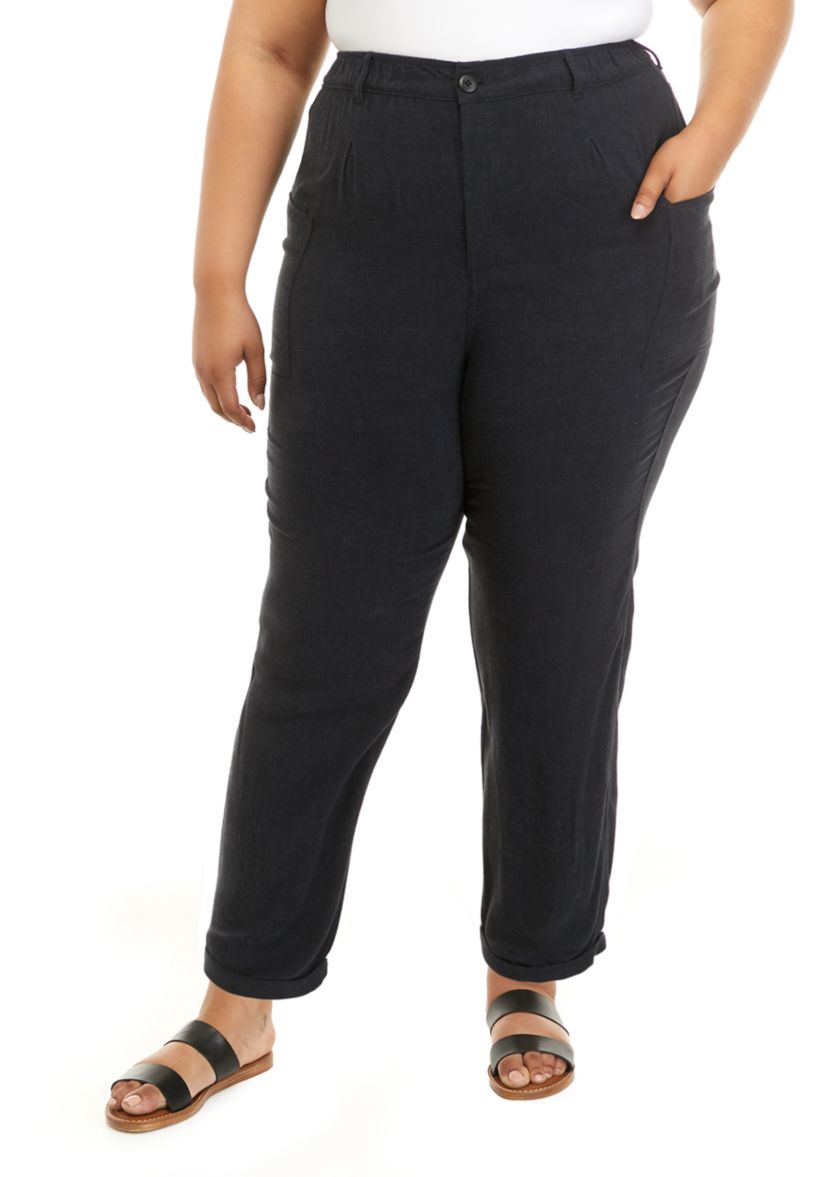 Plus Size Drapey Twill Cargo Pants 