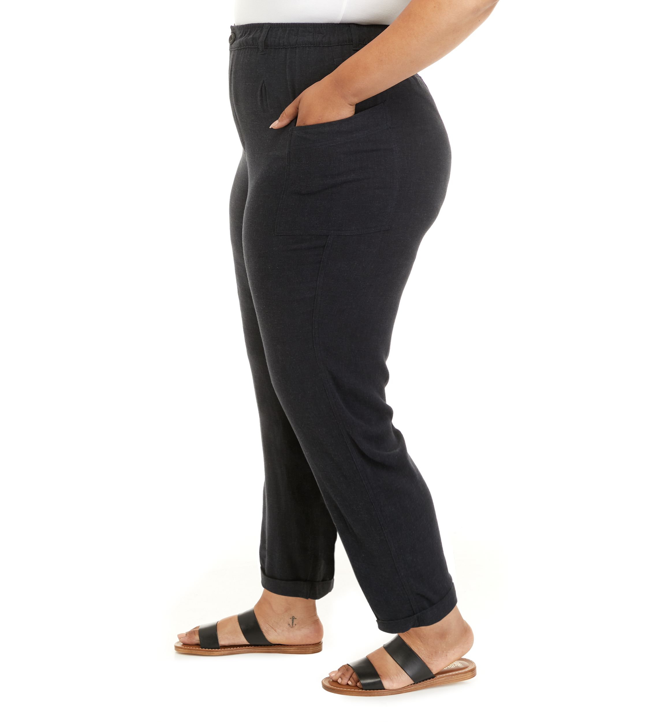 Plus Size Drapey Twill Cargo Pants 