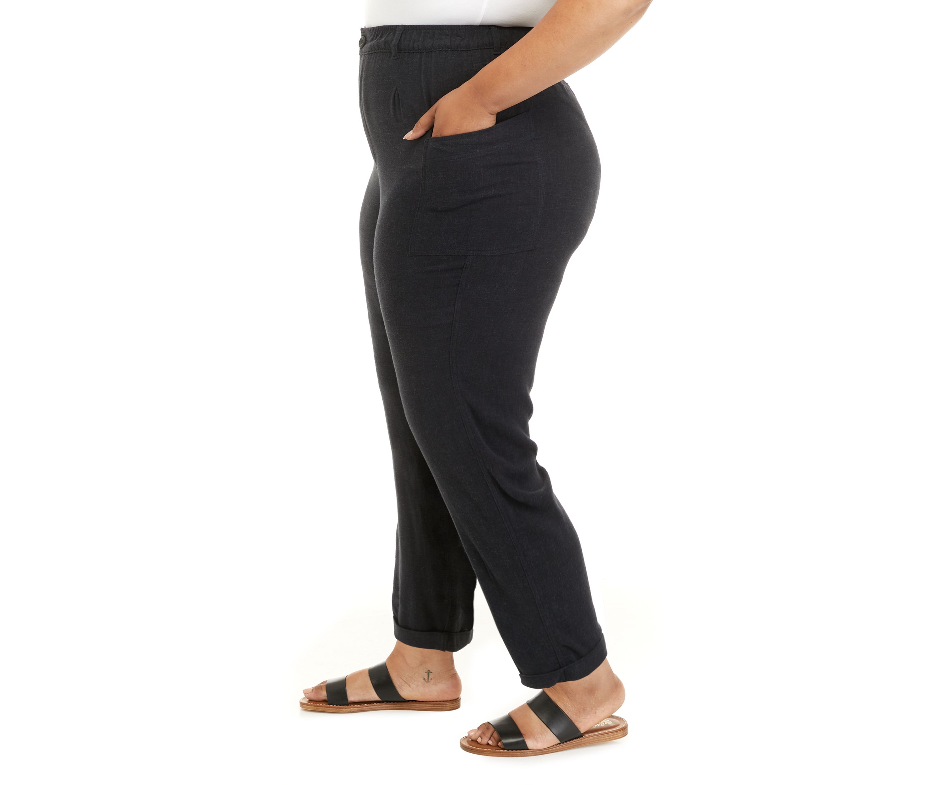 Plus Size Drapey Twill Cargo Pants 