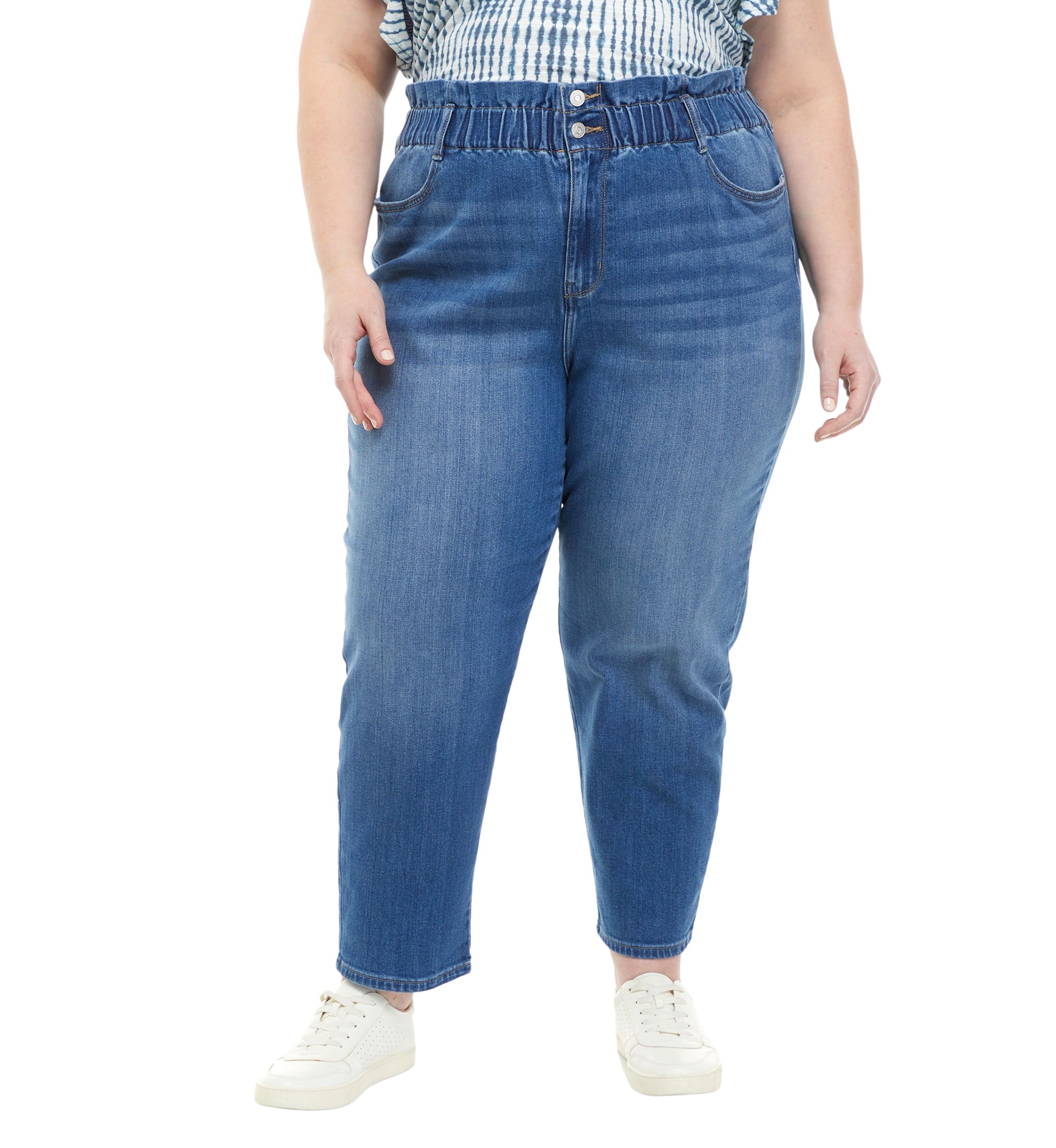 Plus Size Paper Bag Waist Jeans 