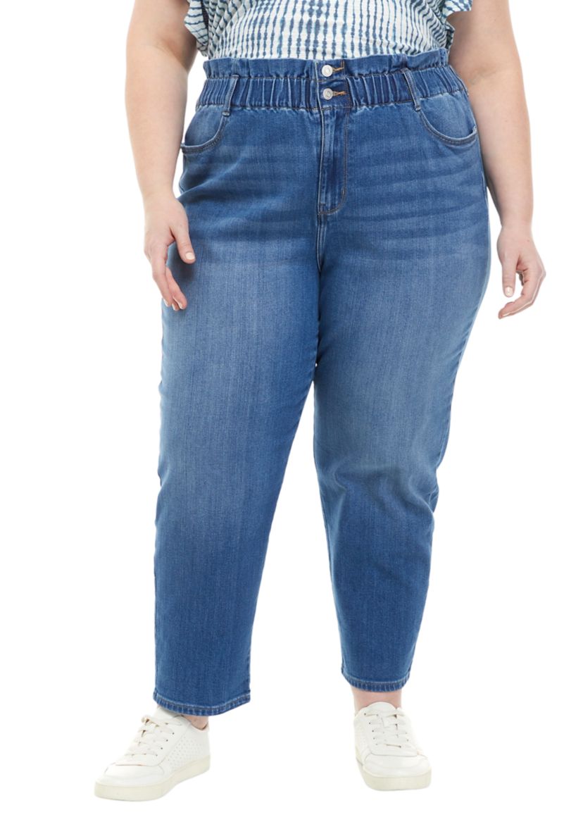 Plus Size Paper Bag Waist Jeans 