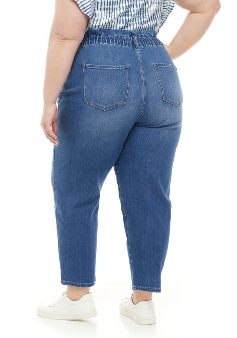 Plus Size Paper Bag Waist Jeans 