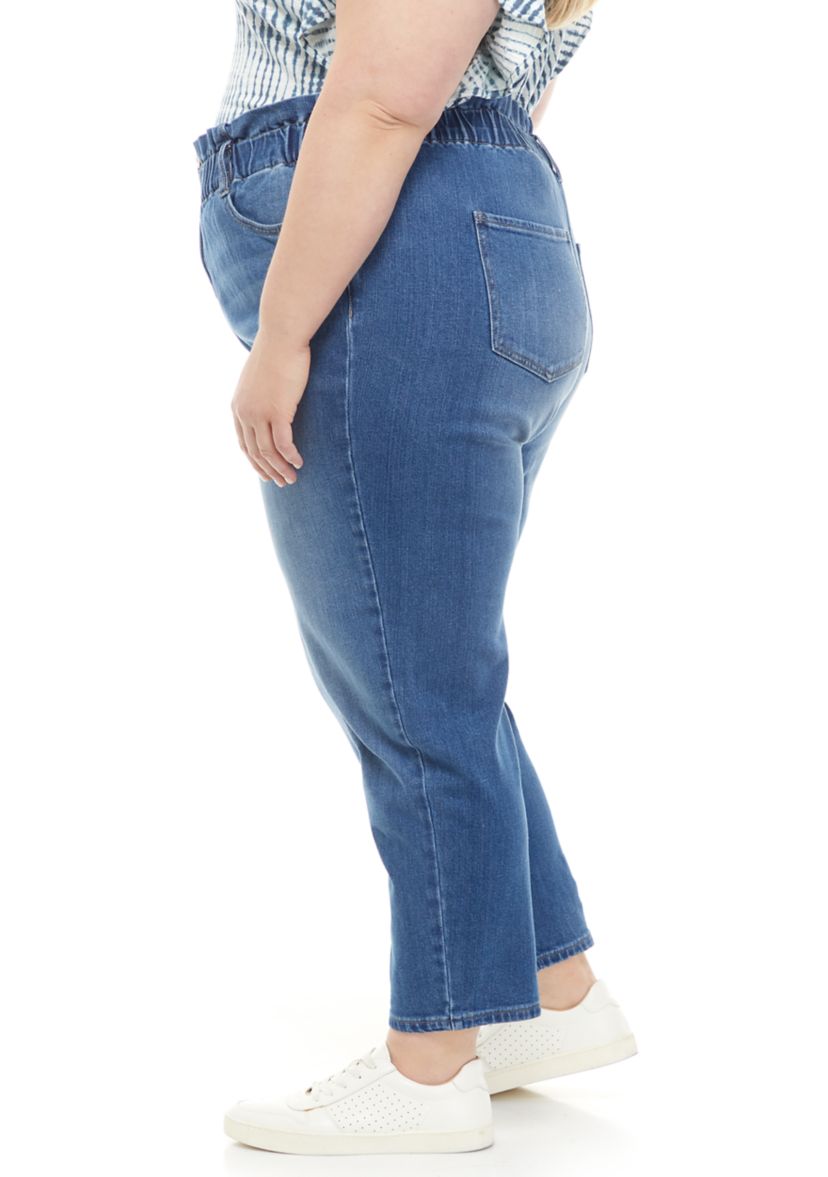 Plus Size Paper Bag Waist Jeans 