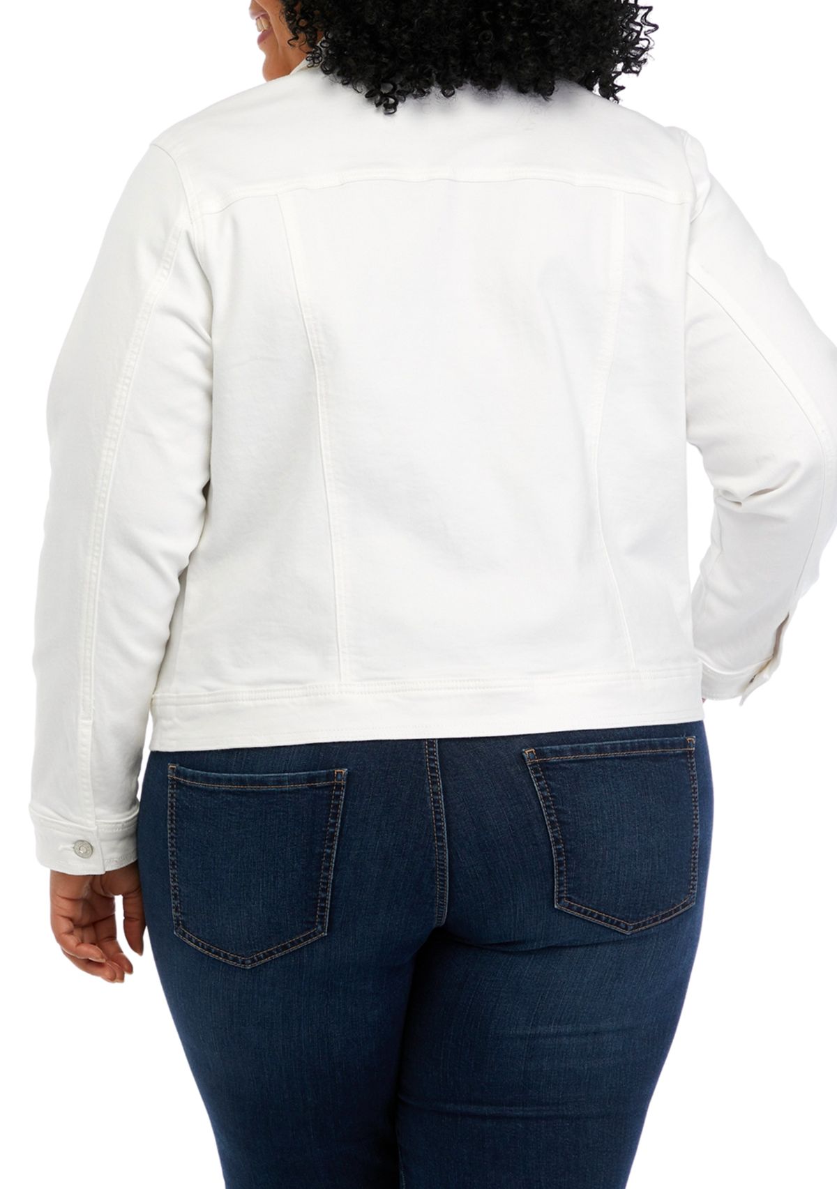 Plus Size White Denim Jacket 