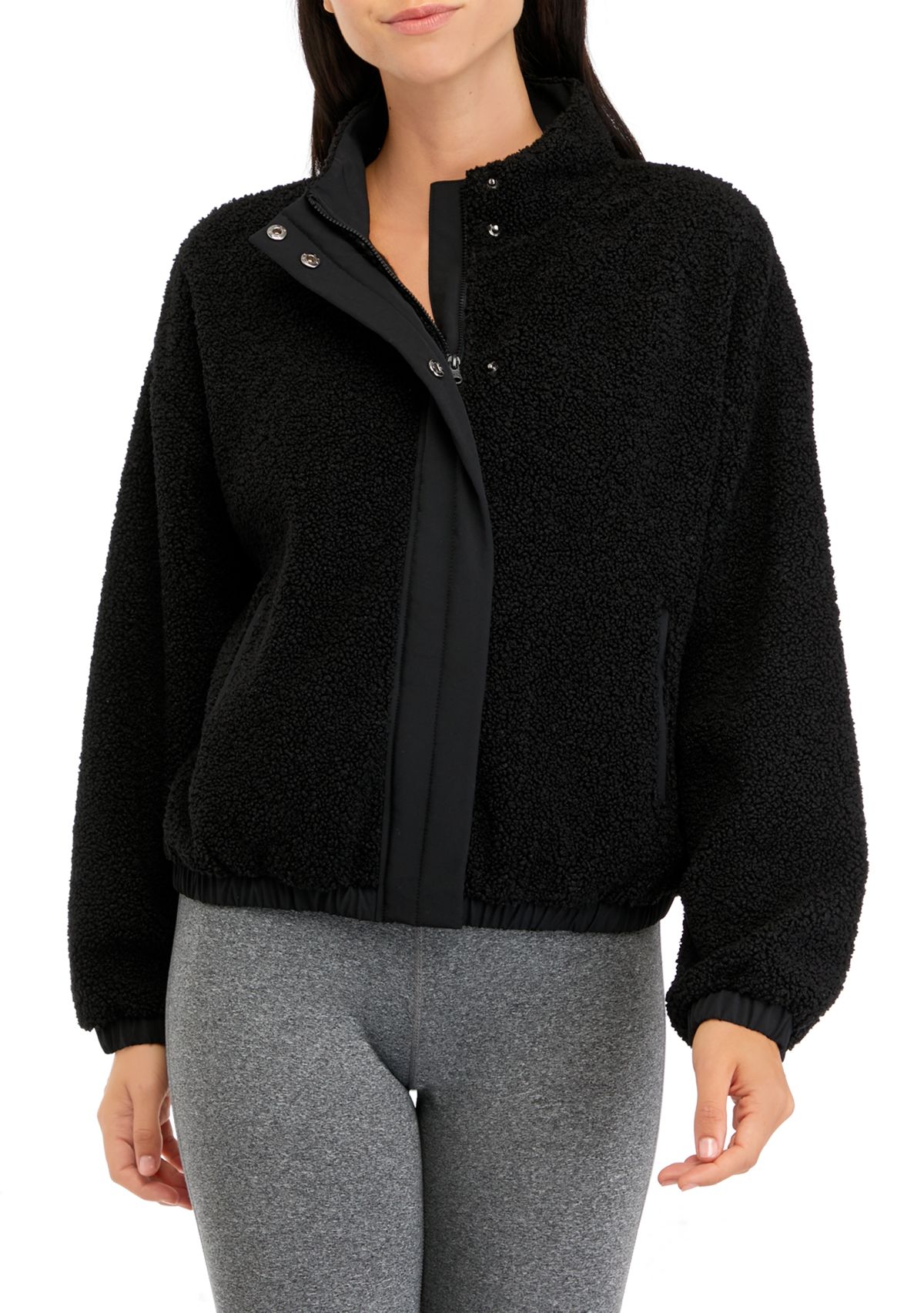 Womens Full Zip Mixed Media Jacket