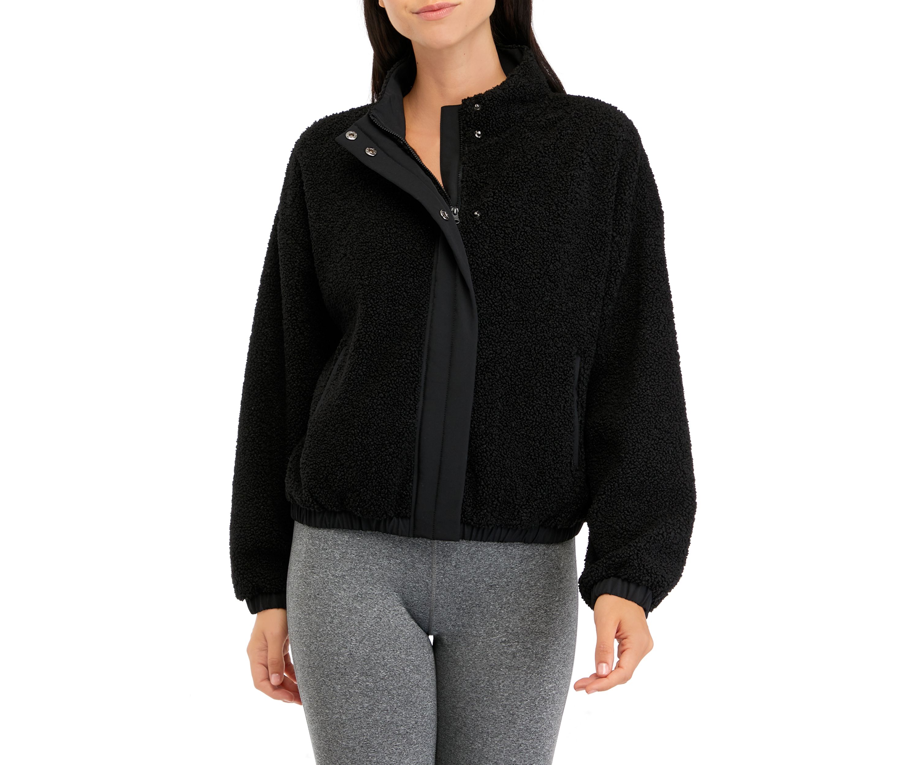 Womens Full Zip Mixed Media Jacket