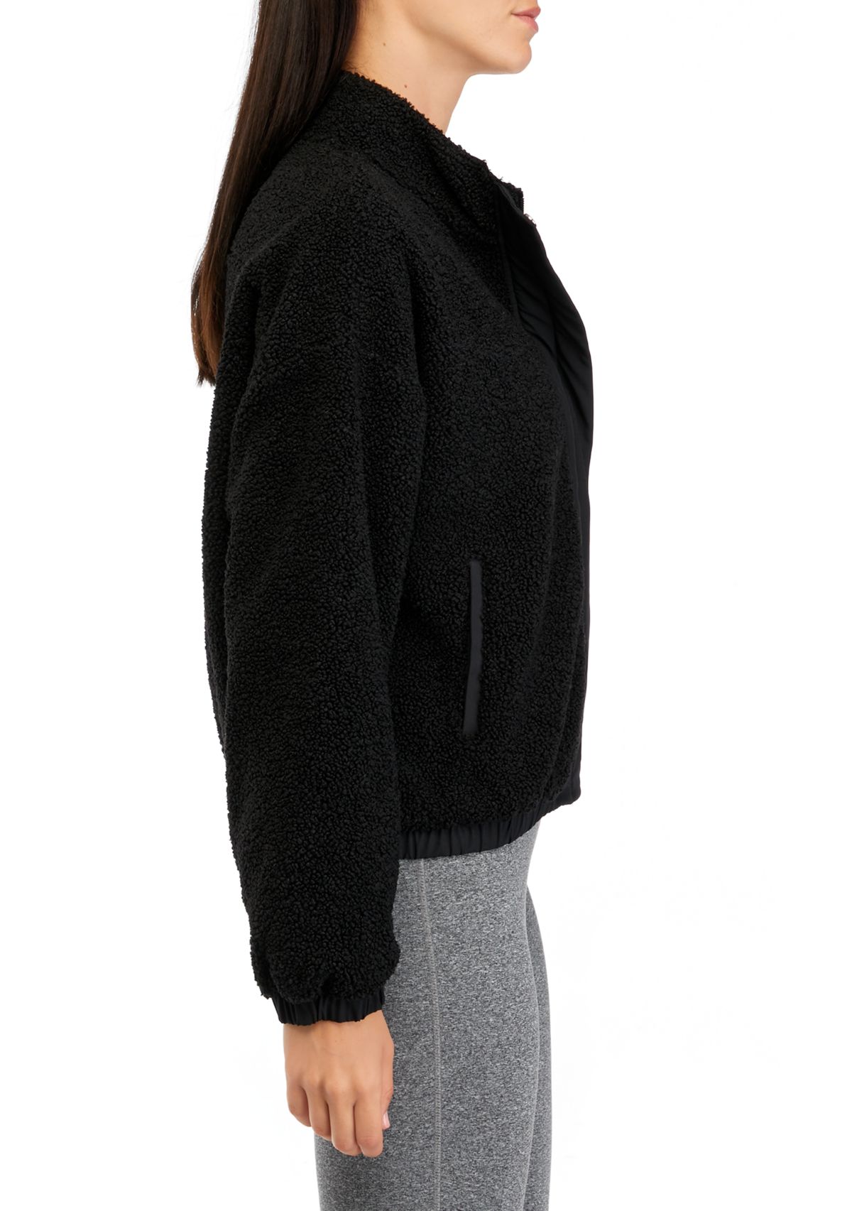 Womens Full Zip Mixed Media Jacket