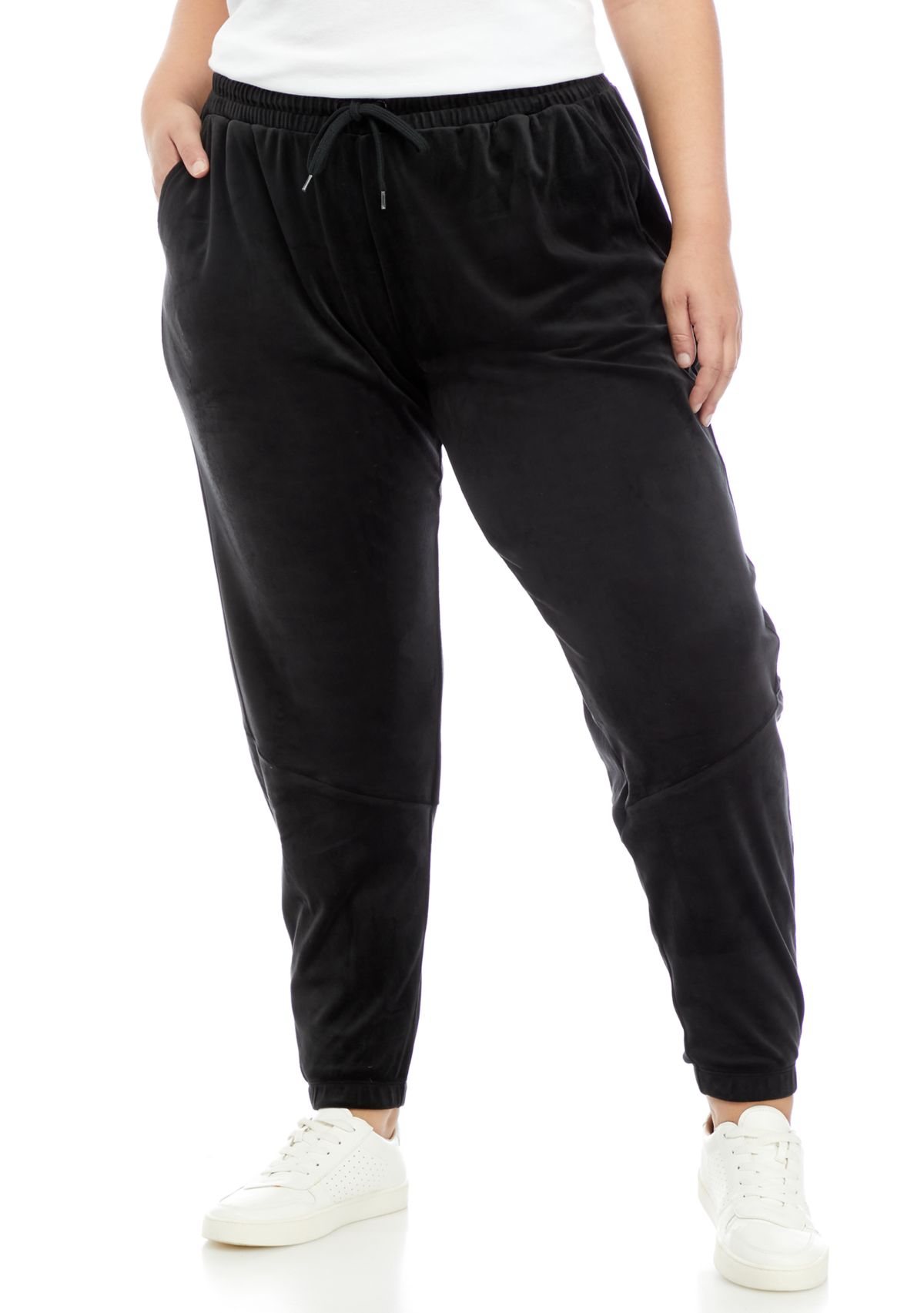 Plus Size Velvet Side Tape Joggers 