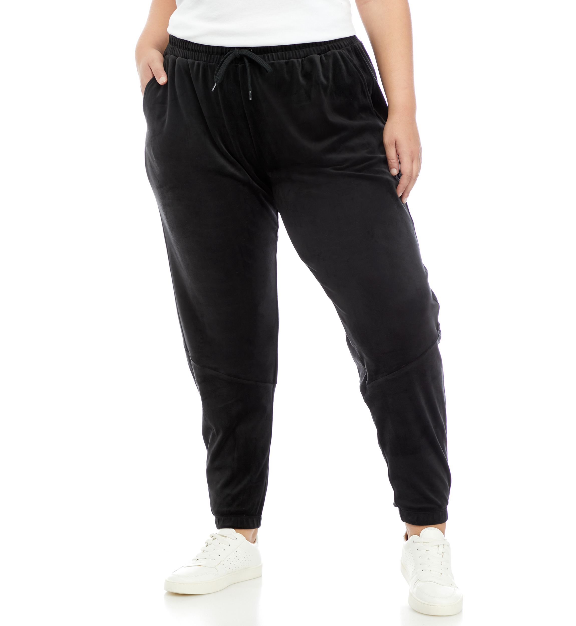 Plus Size Velvet Side Tape Joggers 