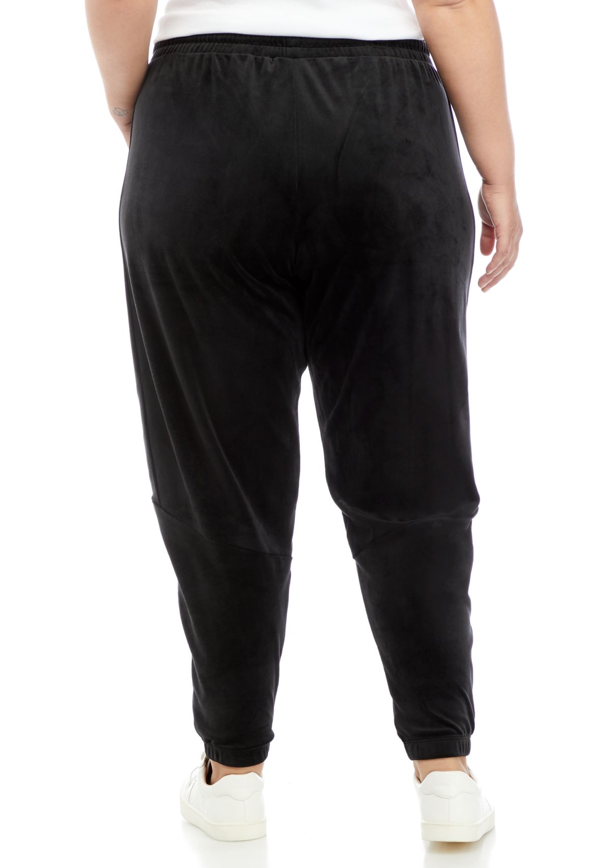 Plus Size Velvet Side Tape Joggers 