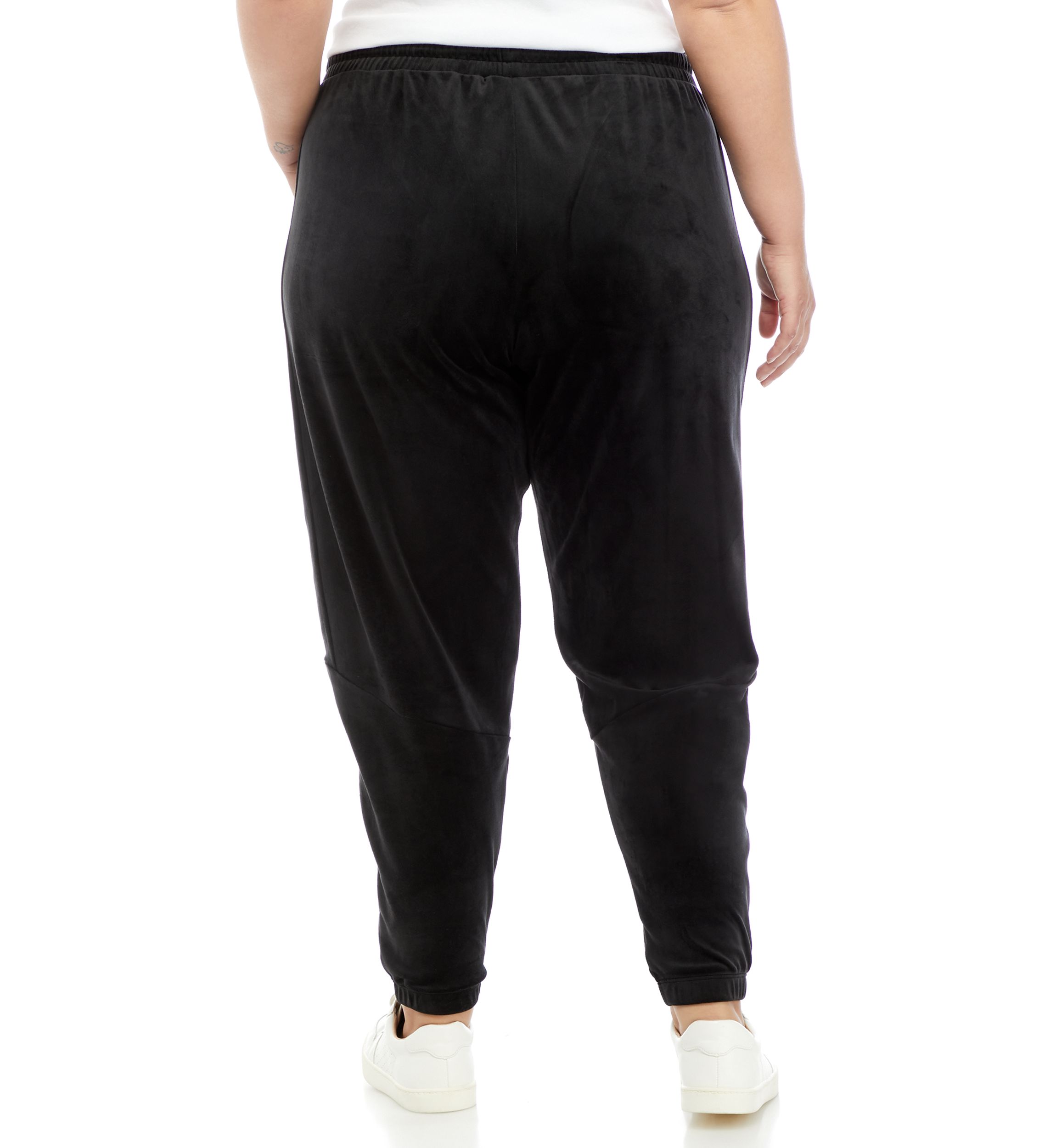 Plus Size Velvet Side Tape Joggers 