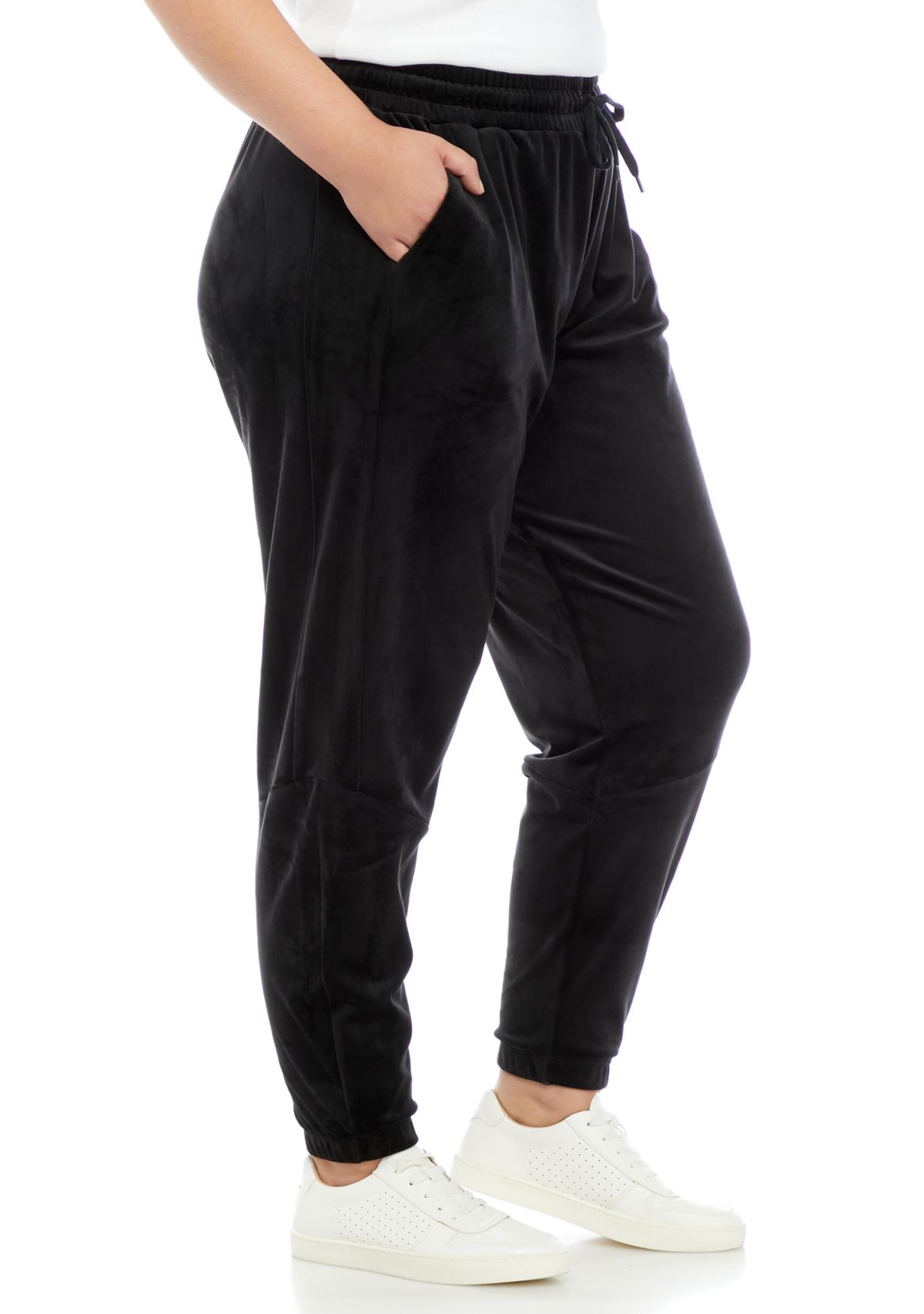 Plus Size Velvet Side Tape Joggers 