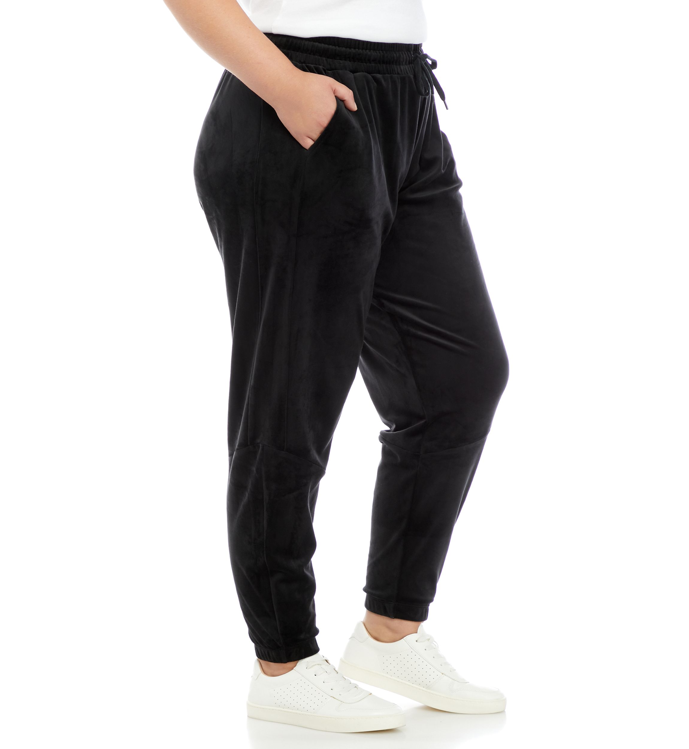 Plus Size Velvet Side Tape Joggers 