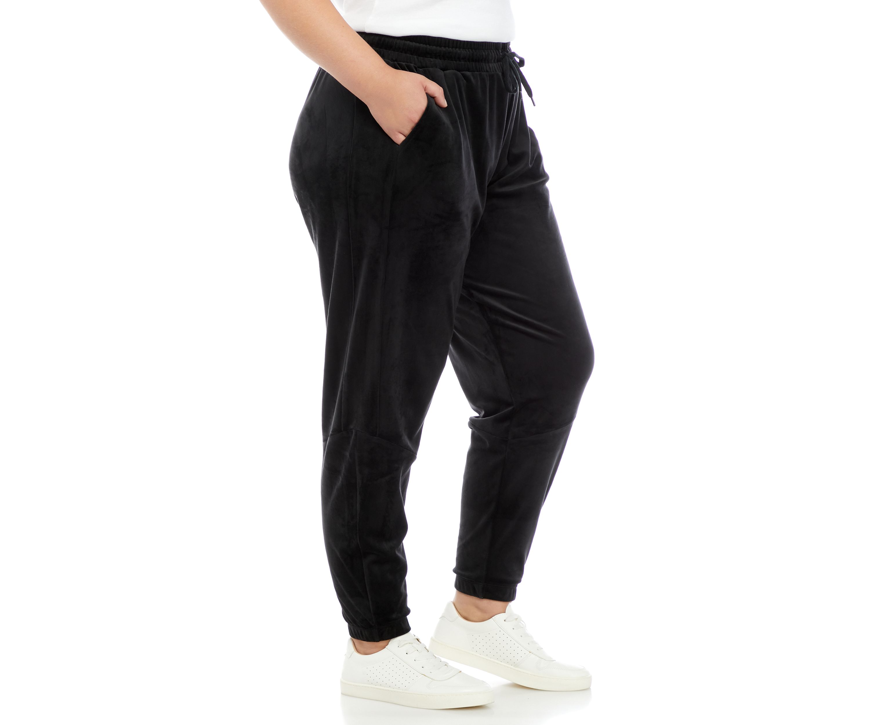 Plus Size Velvet Side Tape Joggers 