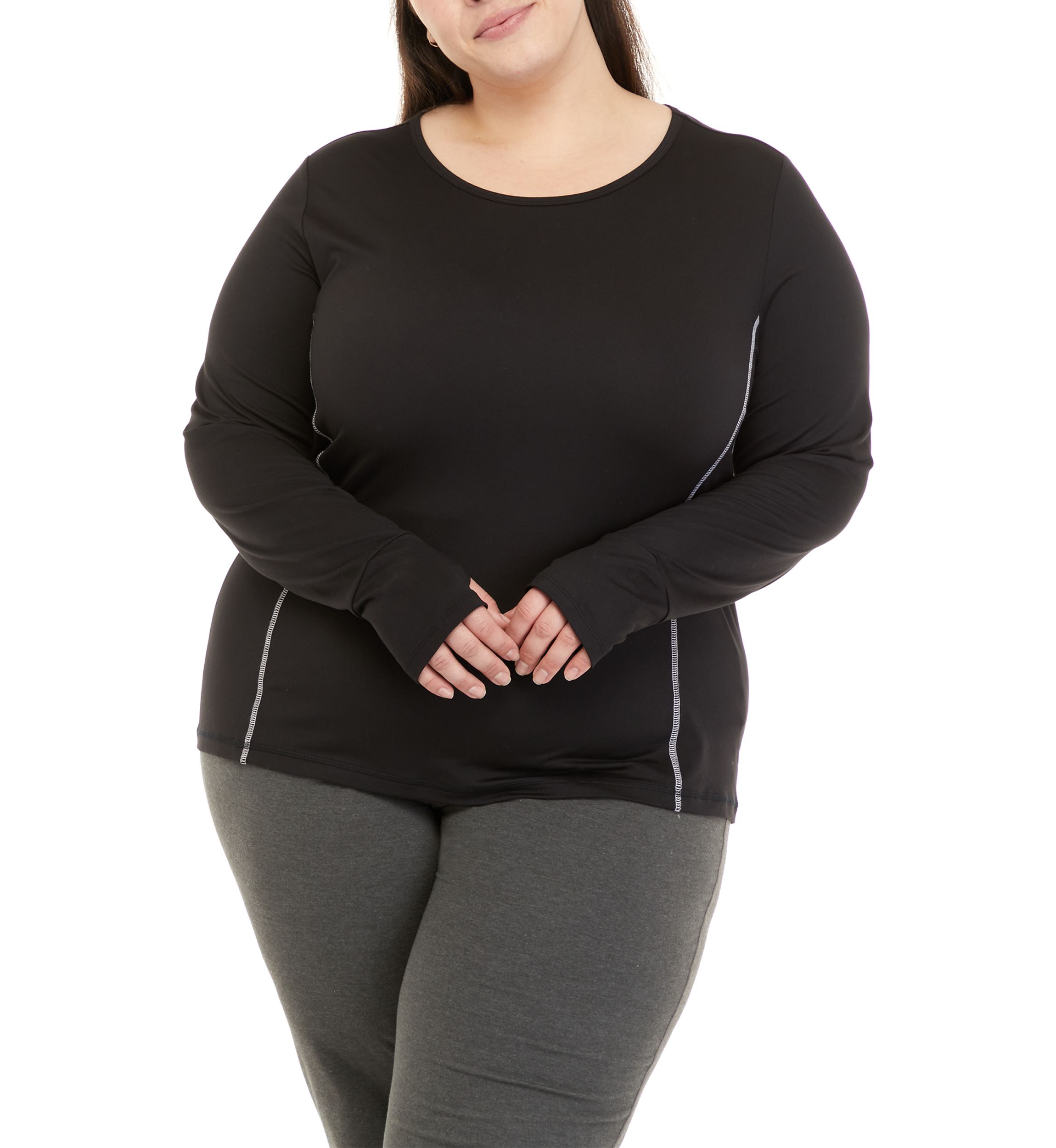 Plus Size Long Sleeve Fitted Workout T-Shirt