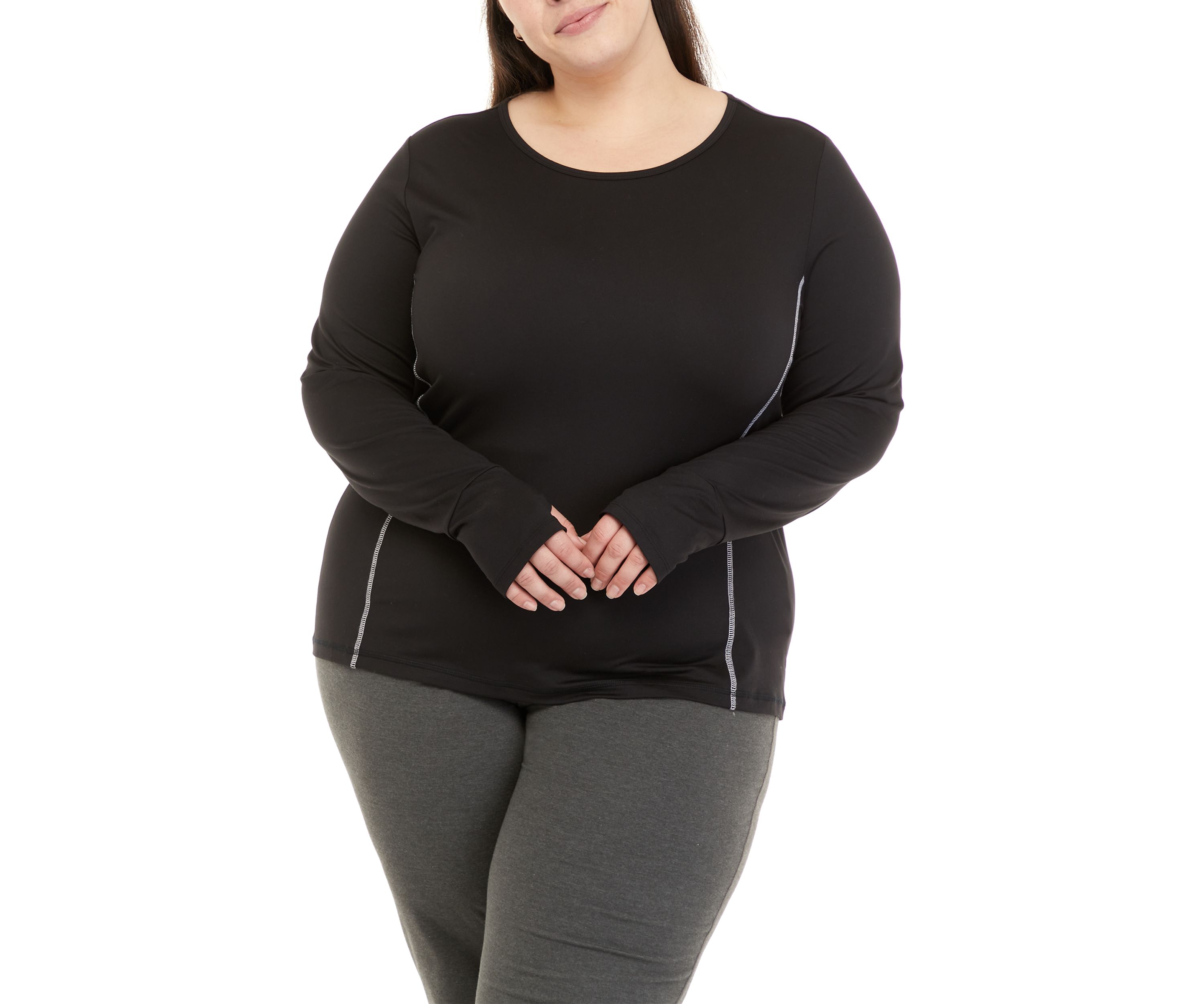 Plus Size Long Sleeve Fitted Workout T-Shirt