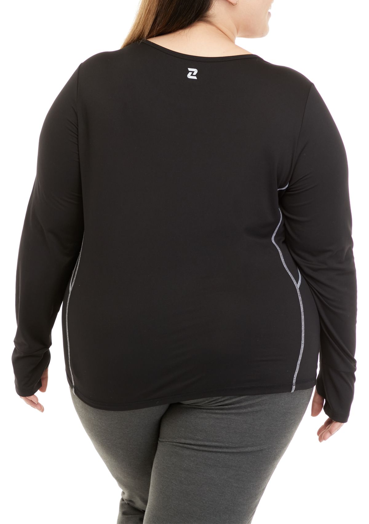 Plus Size Long Sleeve Fitted Workout T-Shirt