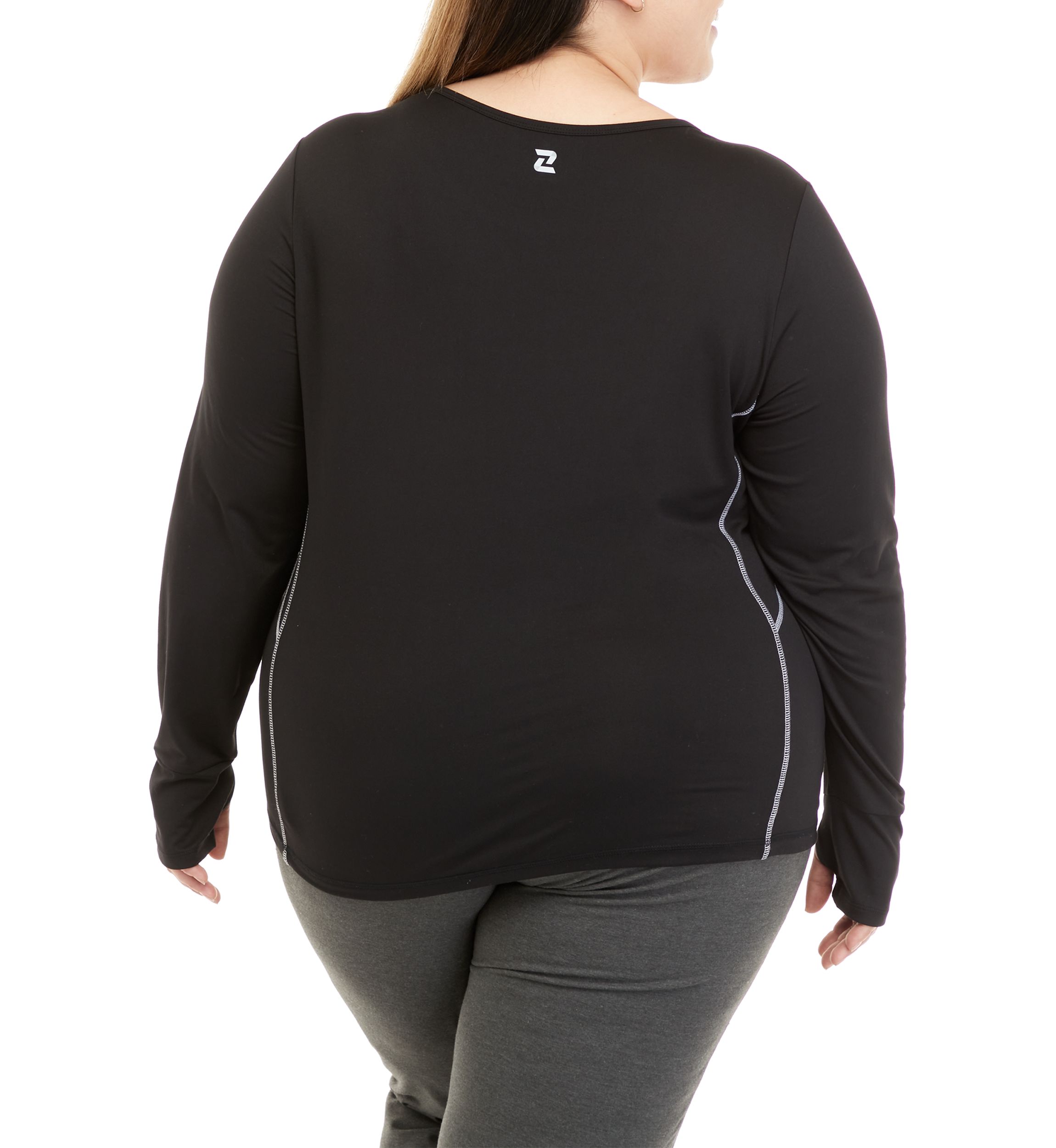 Plus Size Long Sleeve Fitted Workout T-Shirt