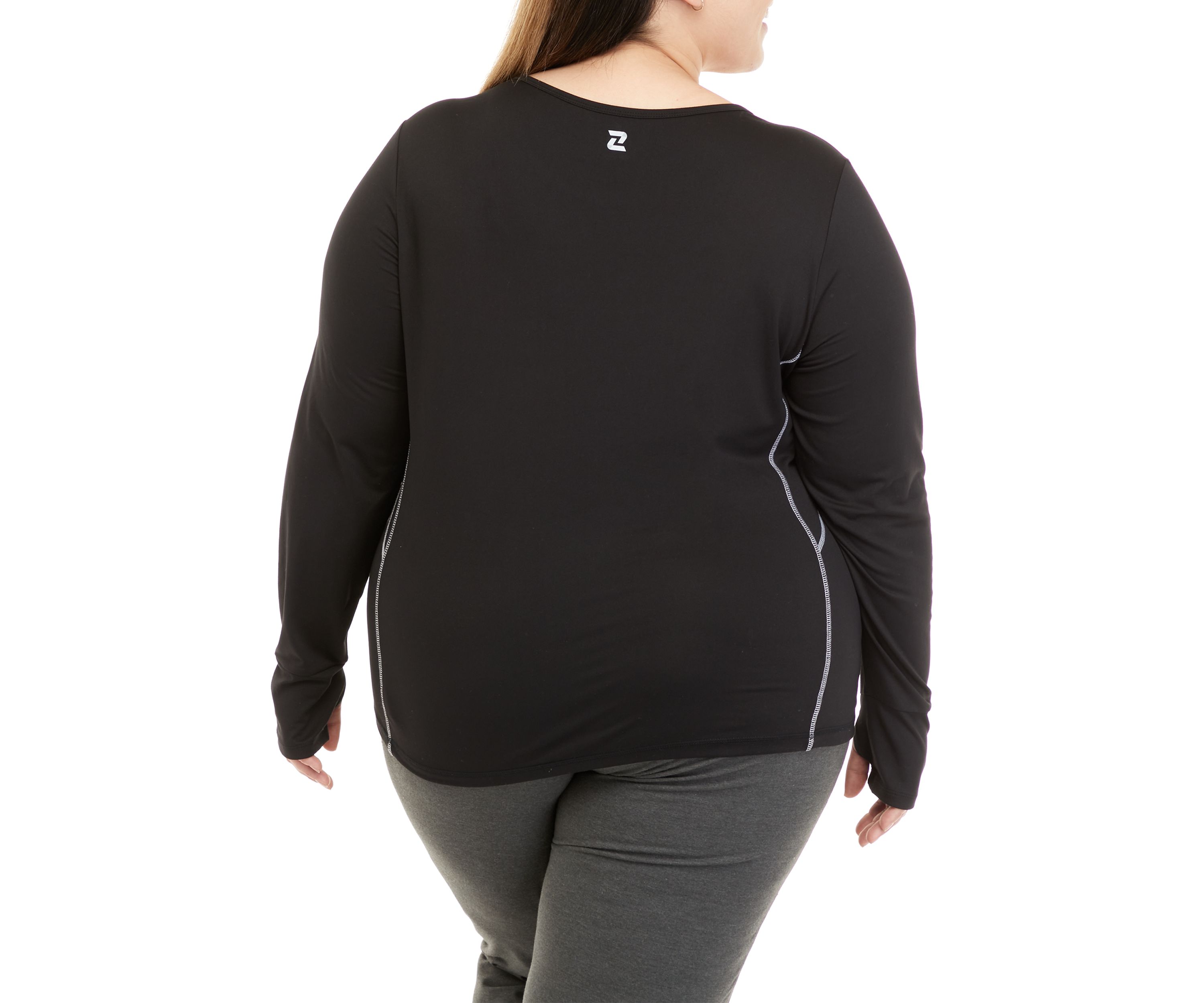 Plus Size Long Sleeve Fitted Workout T-Shirt