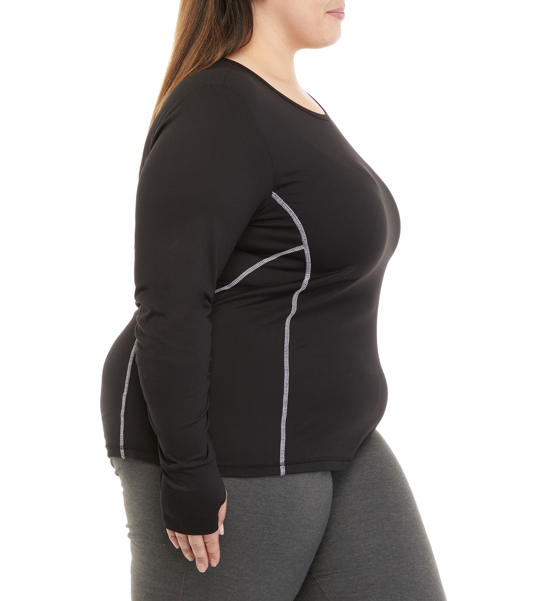 Plus Size Long Sleeve Fitted Workout T-Shirt